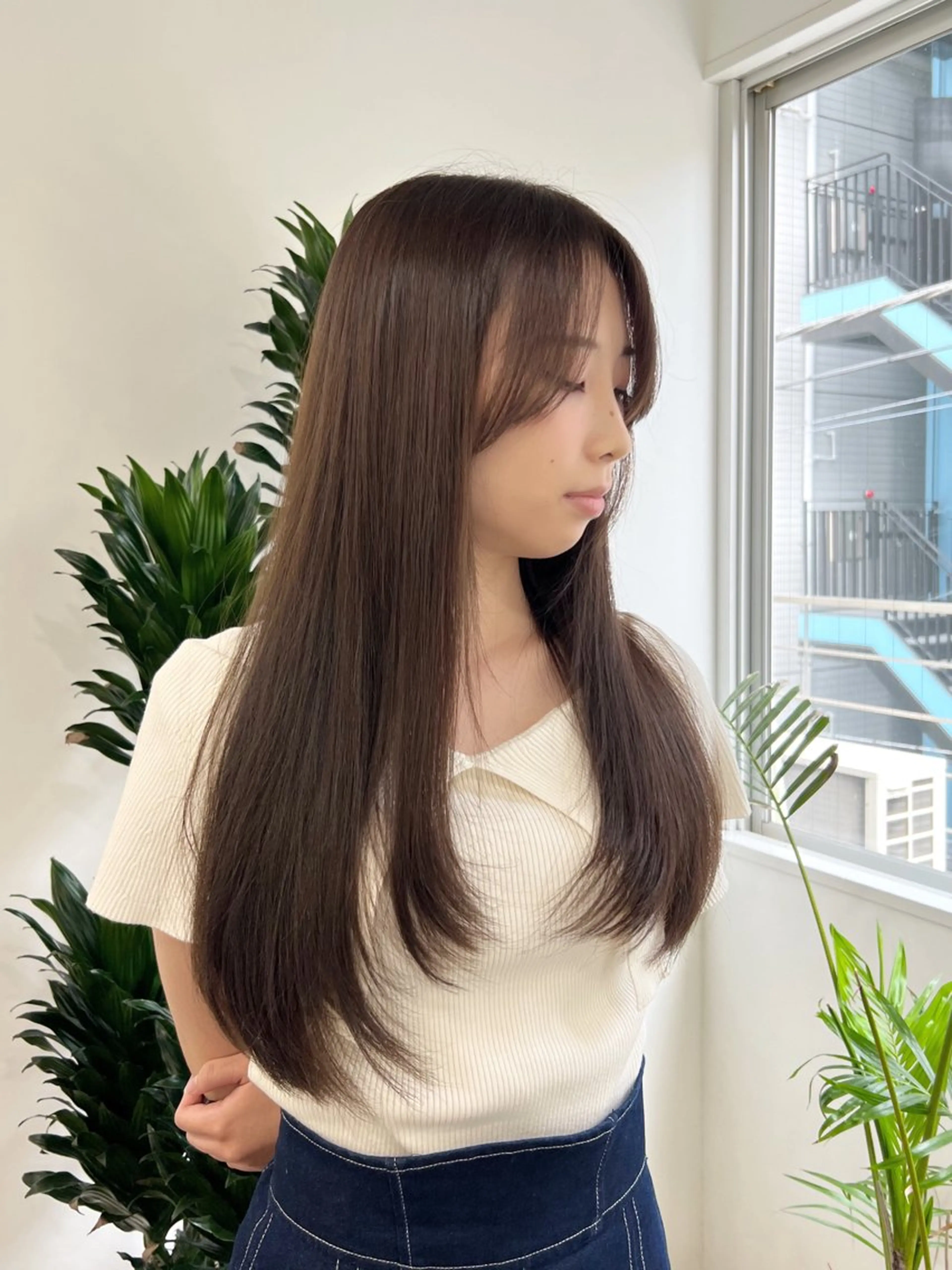 ロング カラー 韓国風ヘア 似合わせカット 小顔カット 武田涼レイヤーカット 髪質改善×縮毛矯正のヘアスタイル