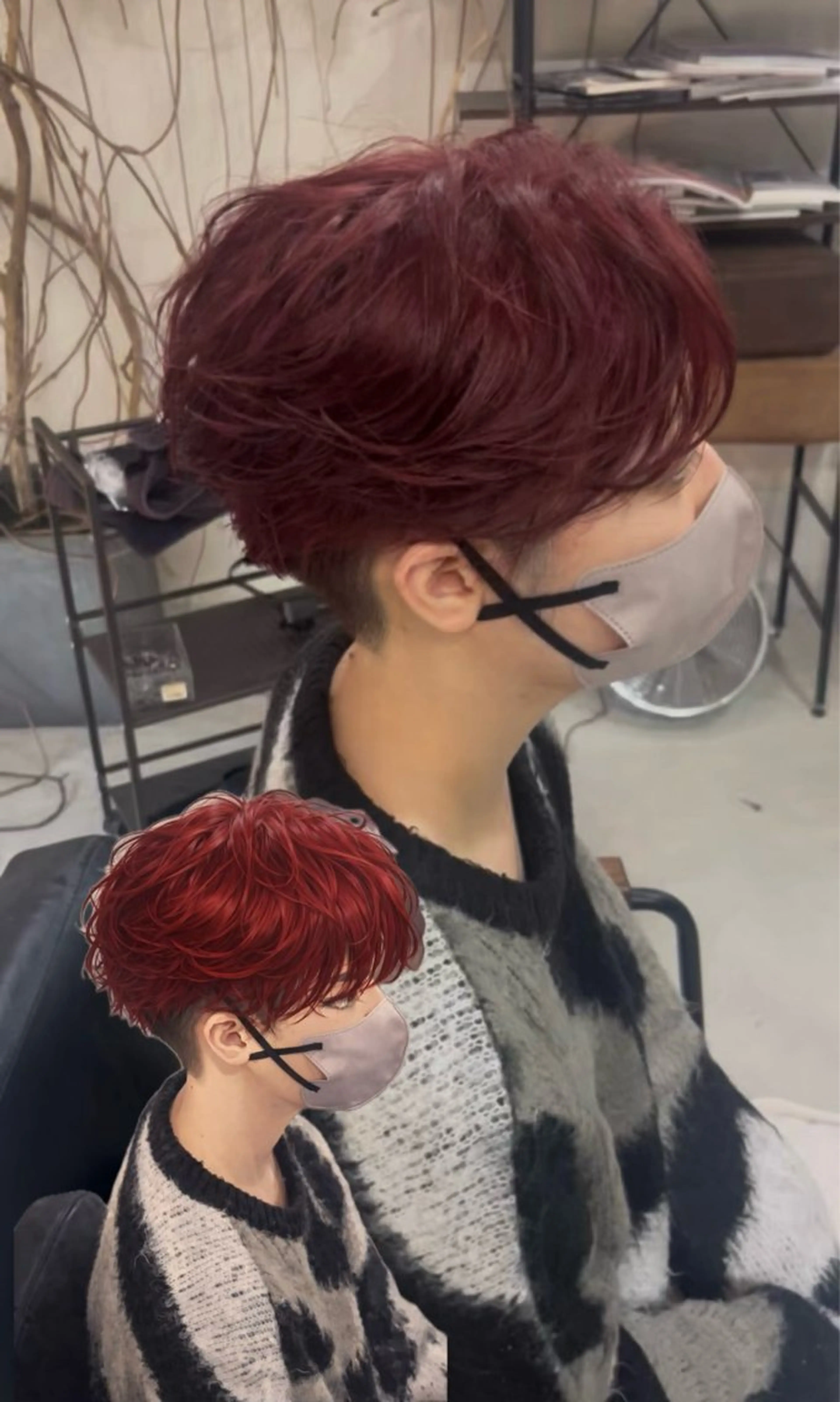 カラー メンズ レッドカラー カット ヘアカラー メンズパーマ& ハイトーン特化谷村のヘアスタイル