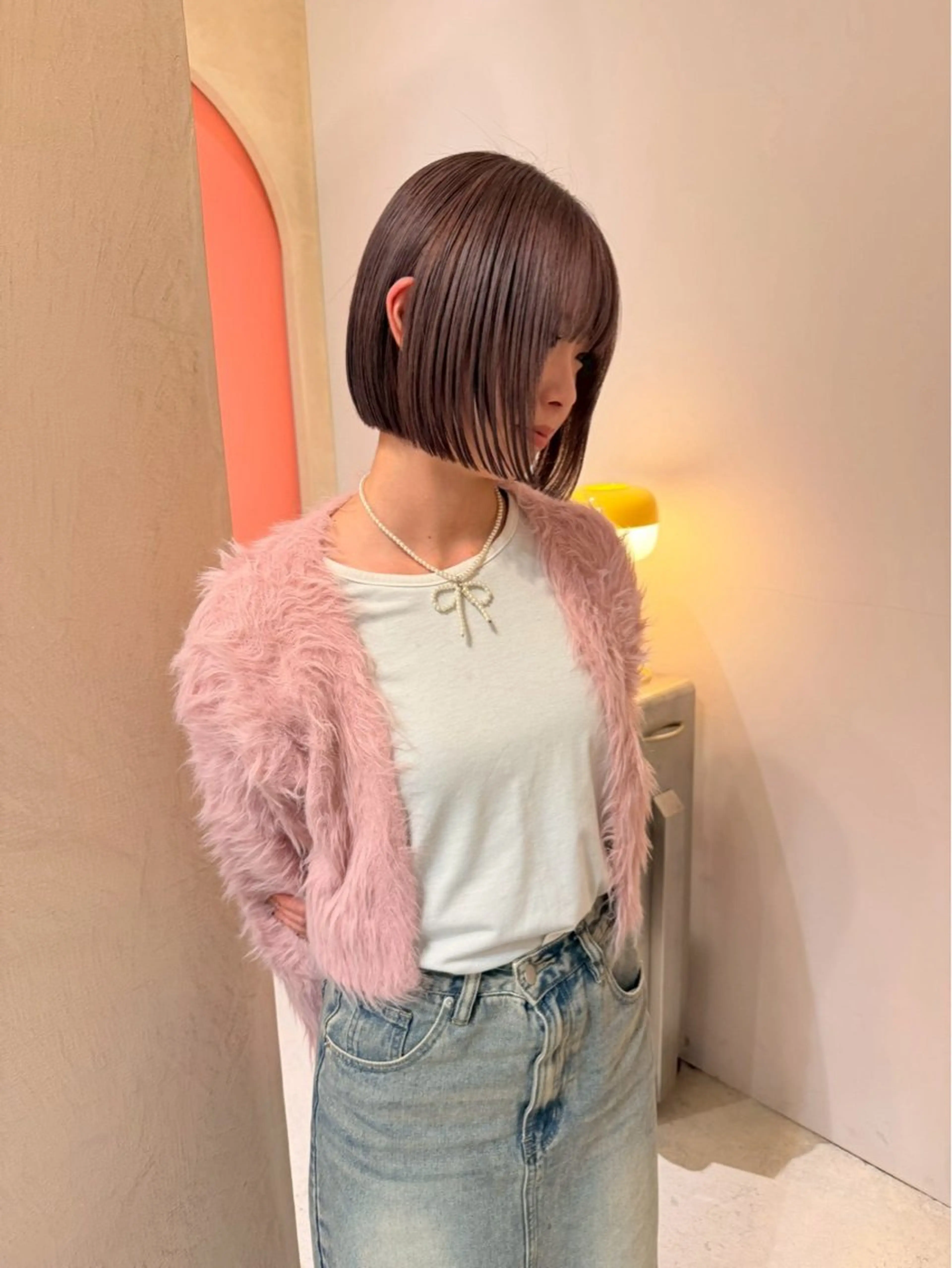 ミディアム ボブ 顔周りカット 韓国風ヘア レイヤーカット わたる /カットモデル募集のヘアスタイル