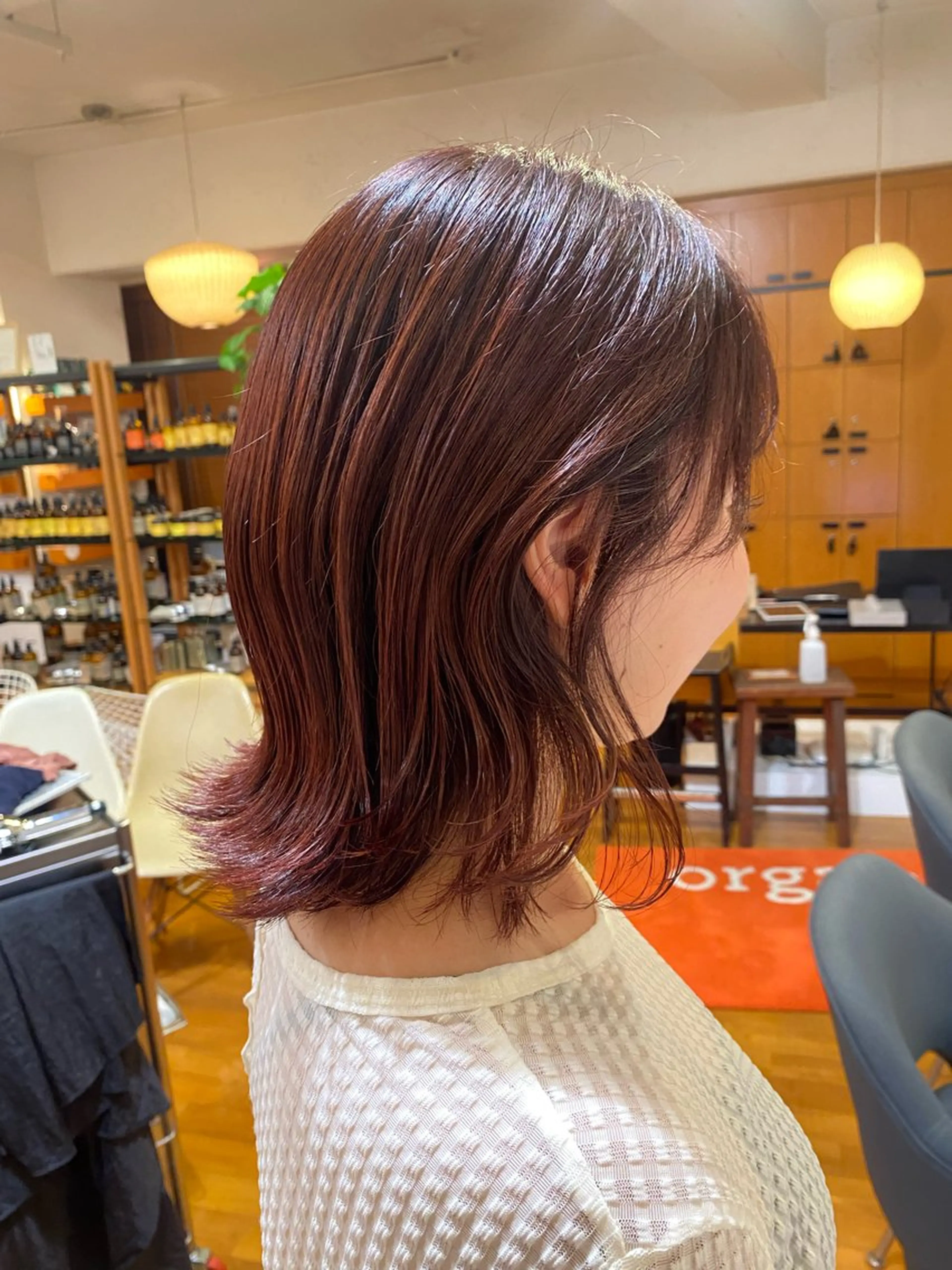 ミディアム ピンクブラウン miyu カットモデル募集中のヘアスタイル