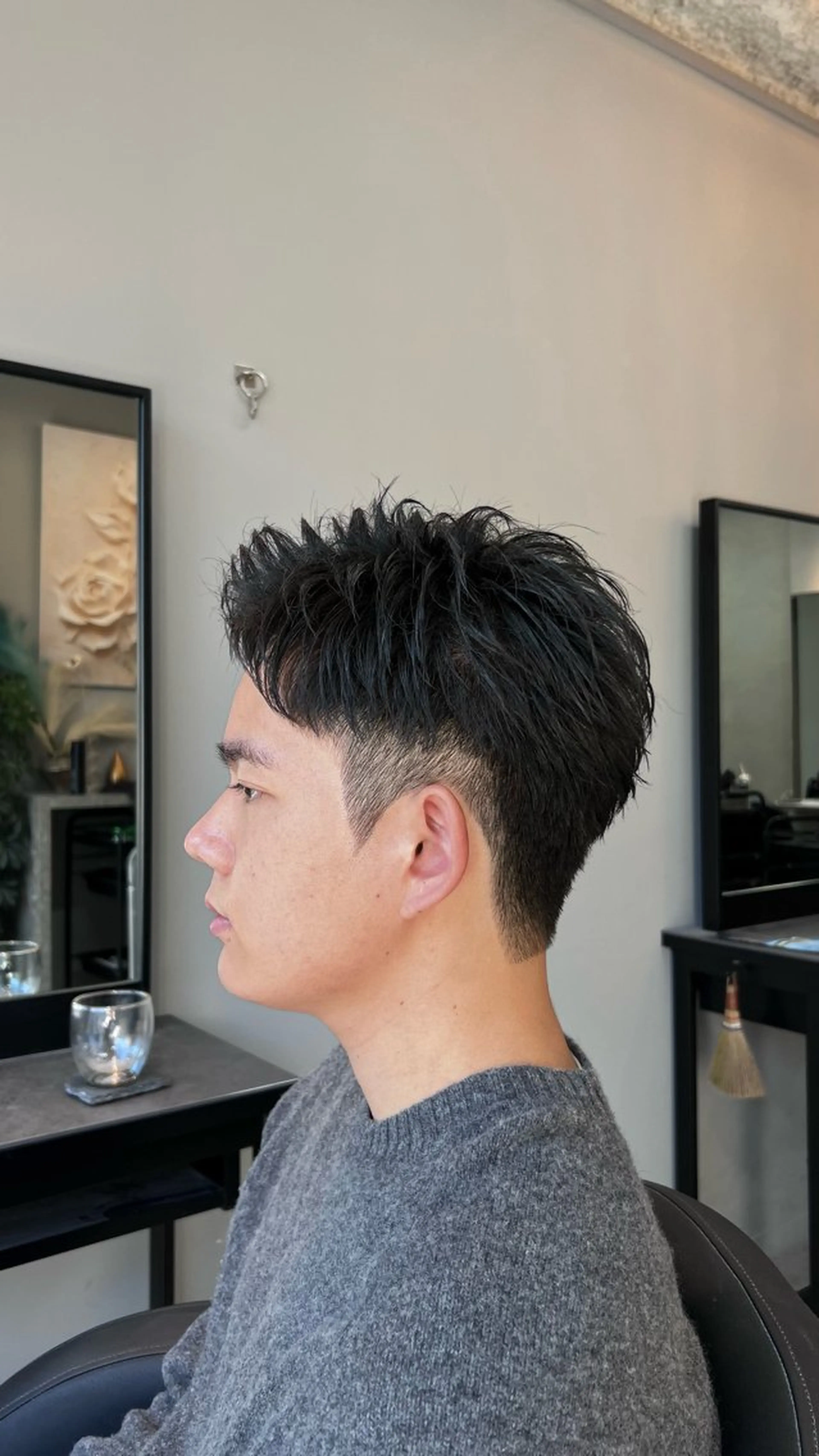 ショート メンズ アップバング カット Alo所属・💥メンズパーマ /表参道/モント💥のヘアスタイル