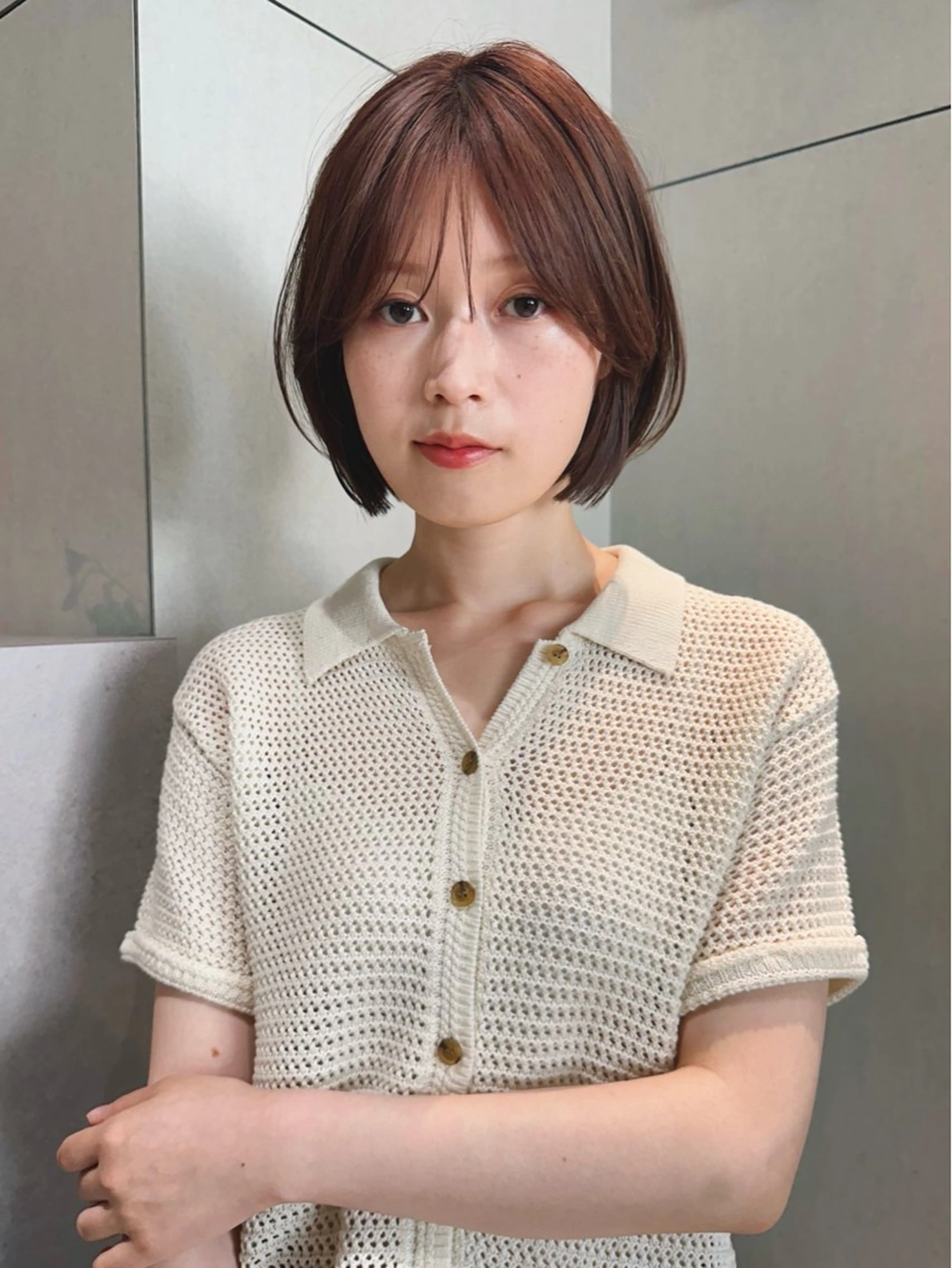 ショート カラー パーマ 🫧小顔×似合わせ× 透明感カラー🫧のヘアスタイル