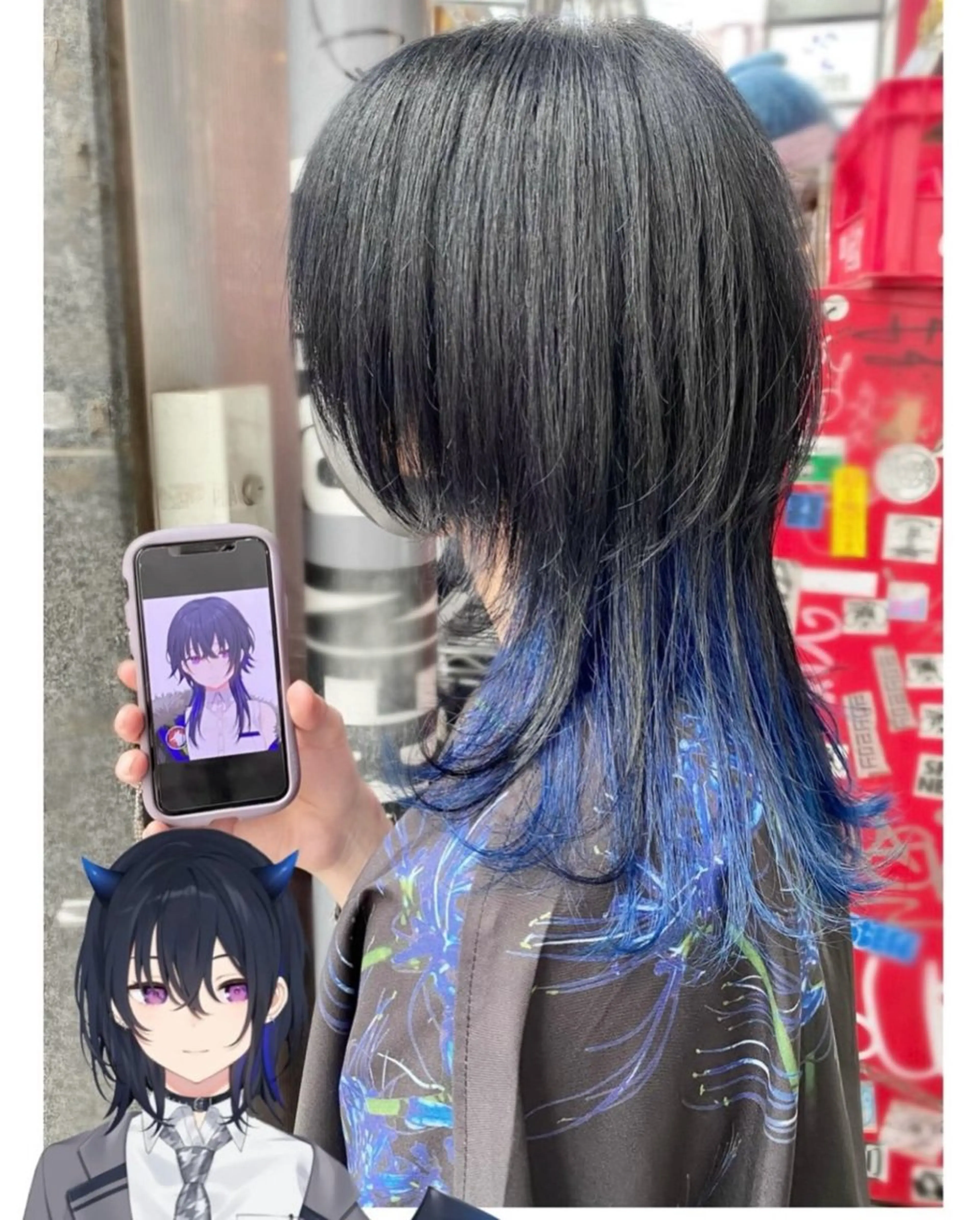 ミディアム カラー ウルフカット ヘアカラー GARU-ガル-所属・TSUNO🦖 派手髪/オタク美容師のヘアスタイル