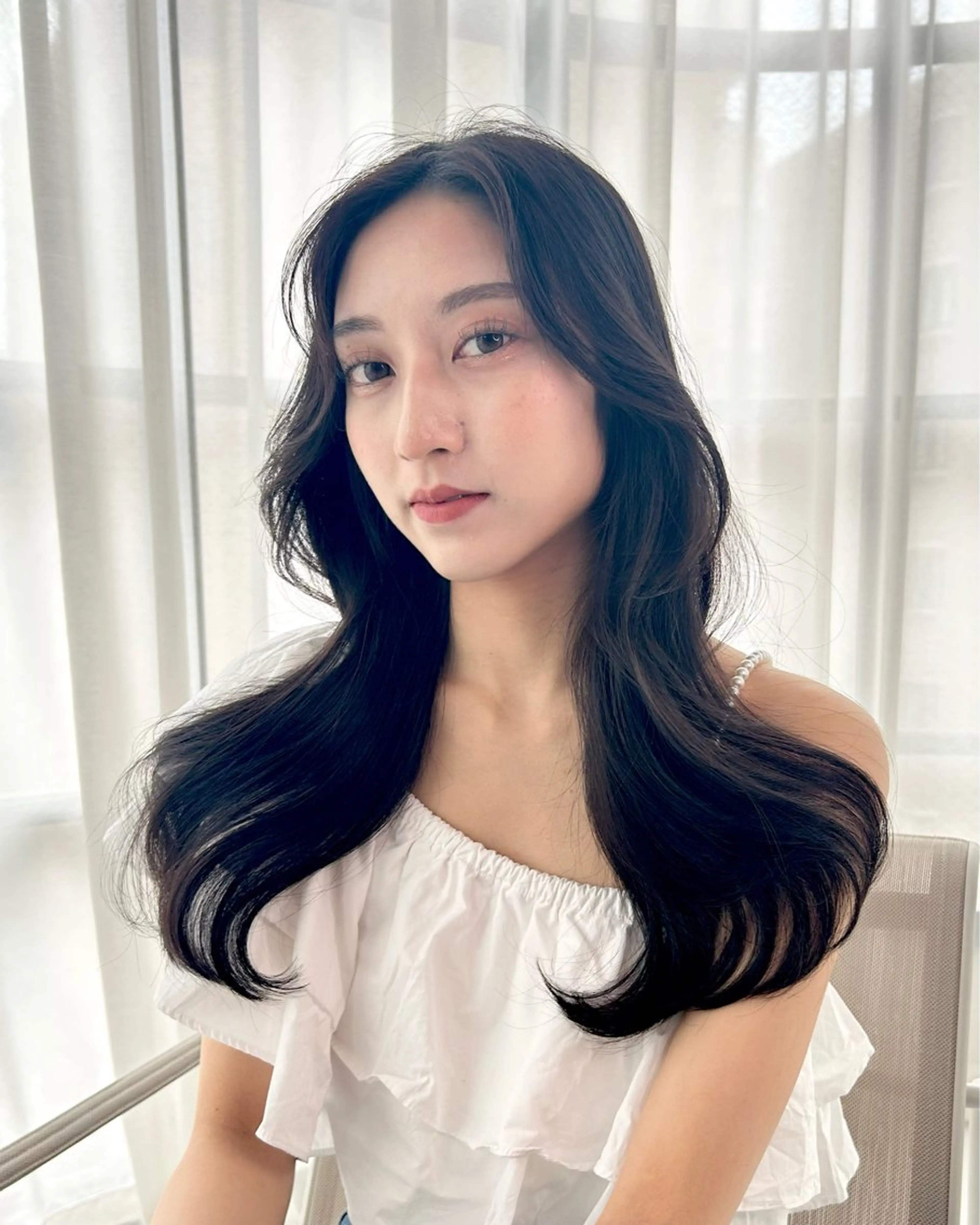 ロング カラー 韓国風ヘア ワンホンヘア トリートメント FRAME+spa&hair roomなんば駅前店所属・🌸MAYU🌸 ハイトーン➕レイヤーのヘアスタイル