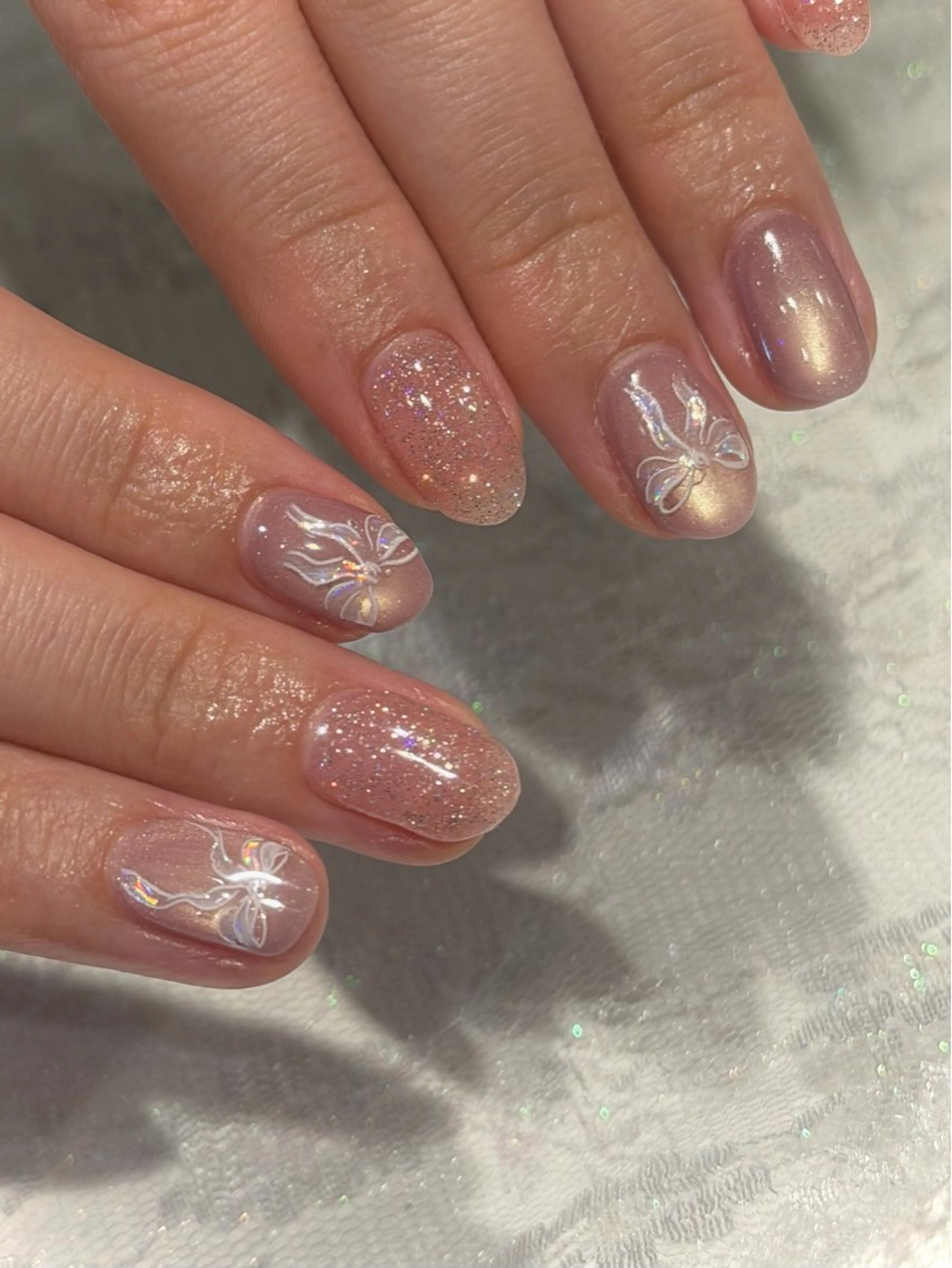 ネイル アートネイル シンプルネイル nailsalon moe.所属・yume 大人ガーリーネイルのネイルデザイン