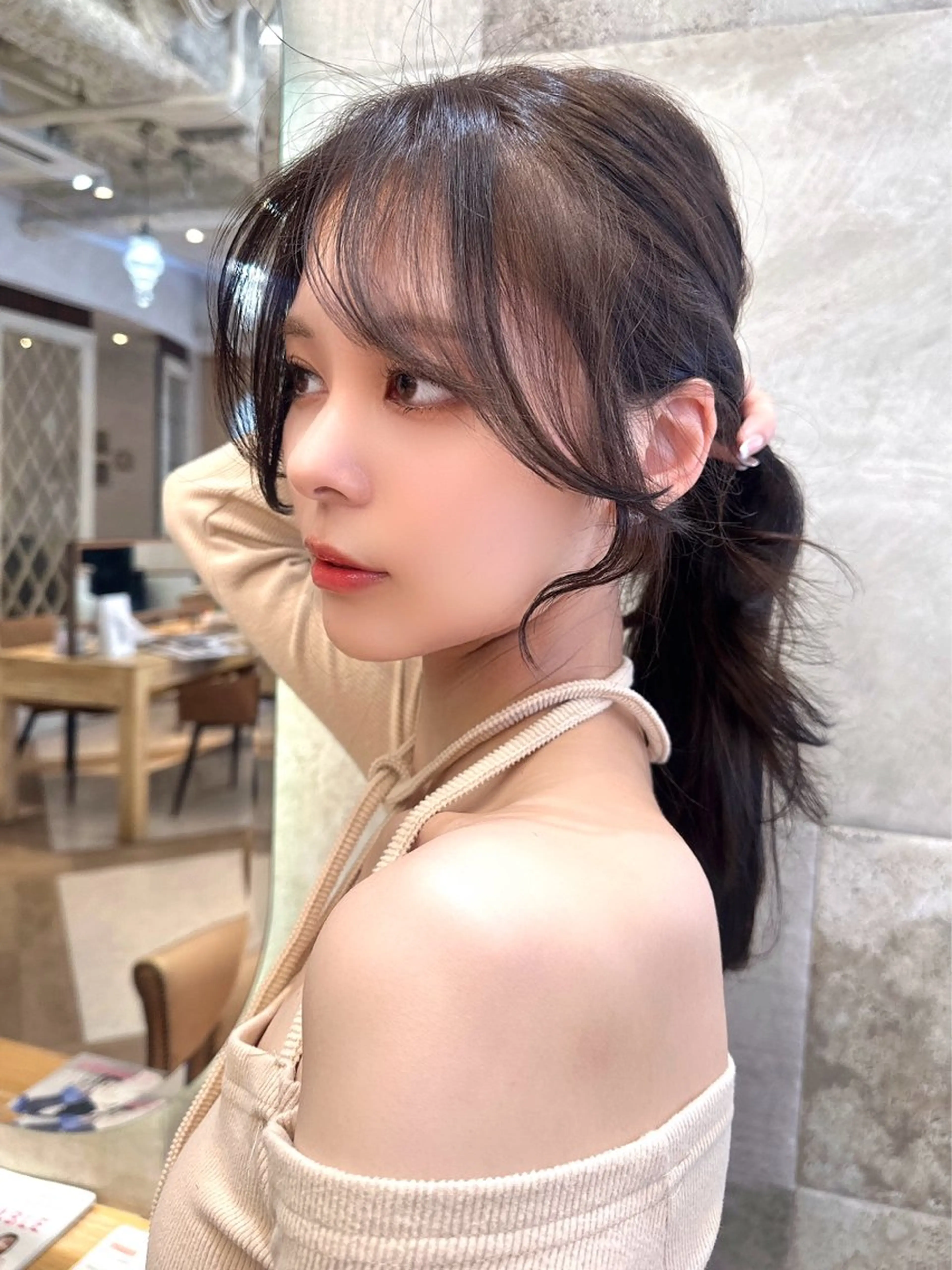 セミロング カット ヘアカラー トリートメント Kanami/韓国風 /艶カラーのヘアスタイル