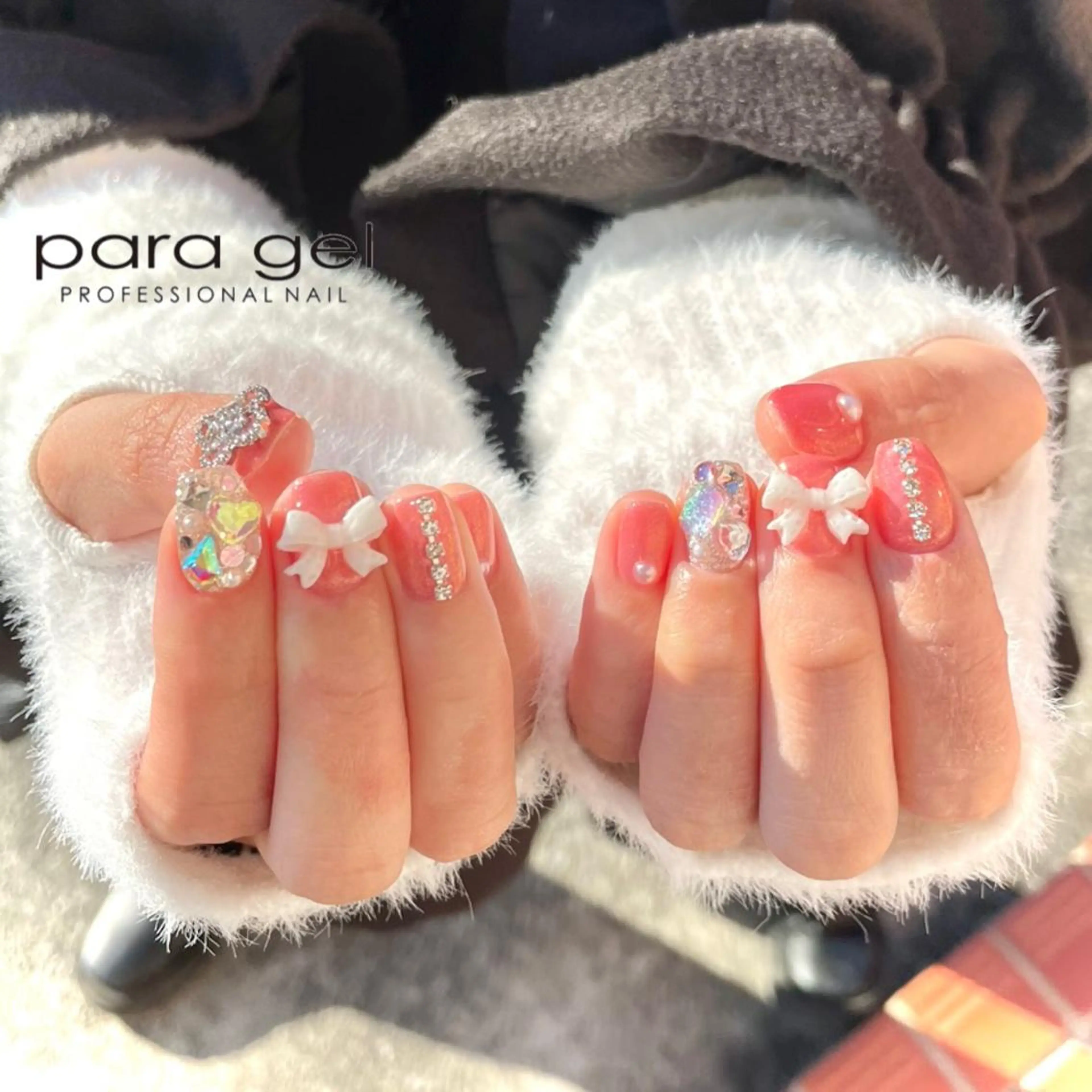 ネイル クリアネイル ジェルネイル ハート パラジェル ワンホンネイル ハンドネイル Bianca🎀 ONODERAのネイルデザイン