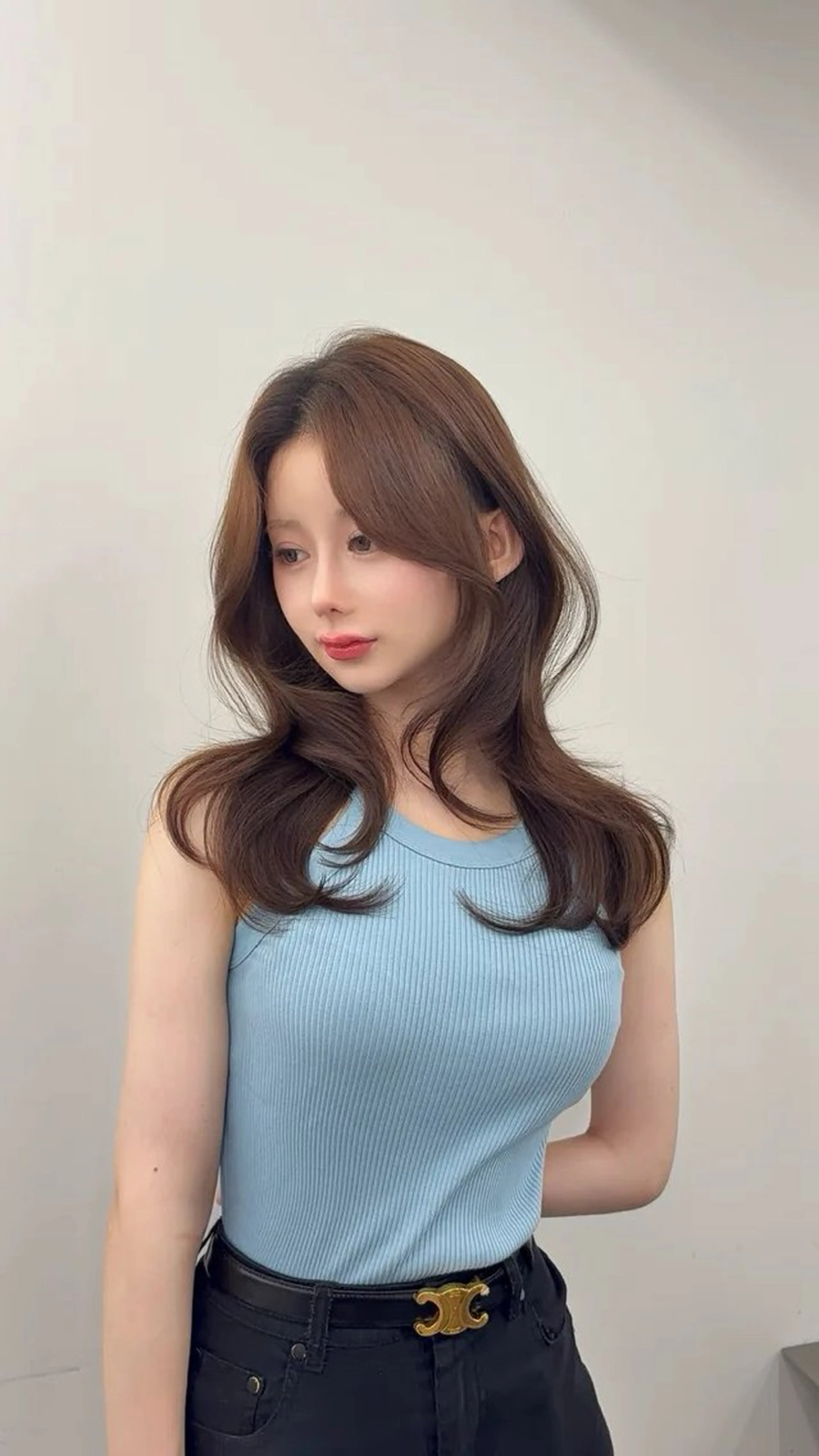 ロング カラー 小顔カット カット ヘアカラー トリートメント 韓国ヘア/レイヤー/ 顔まわり足立遥奈のヘアスタイル