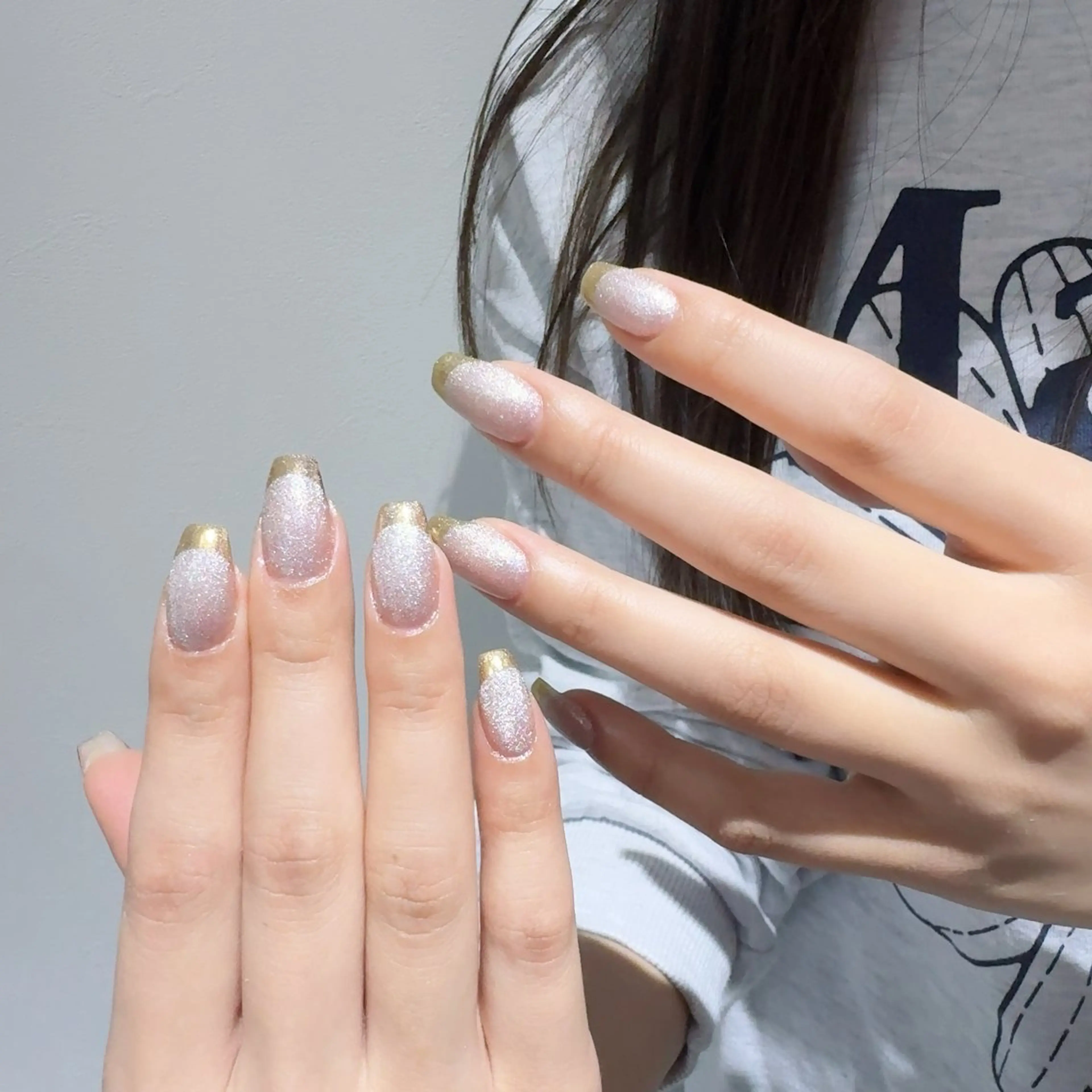 ネイル アートネイル フラッシュネイル フレンチネイル ジェルネイル ガラスフレンチ You&Me Yukiのネイルデザイン