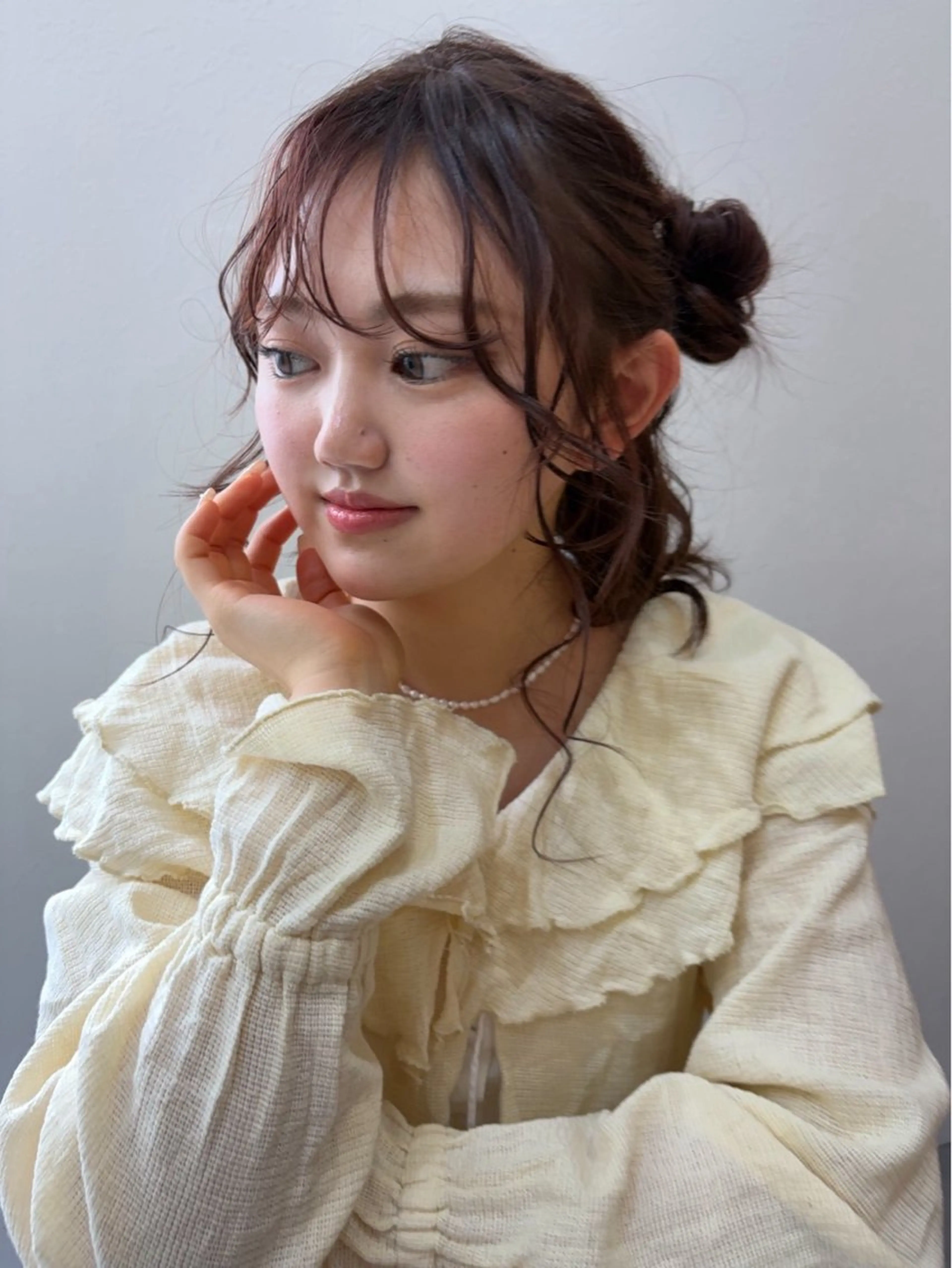 セミロング カラー 透明感カラー 駒場 まといのヘアスタイル