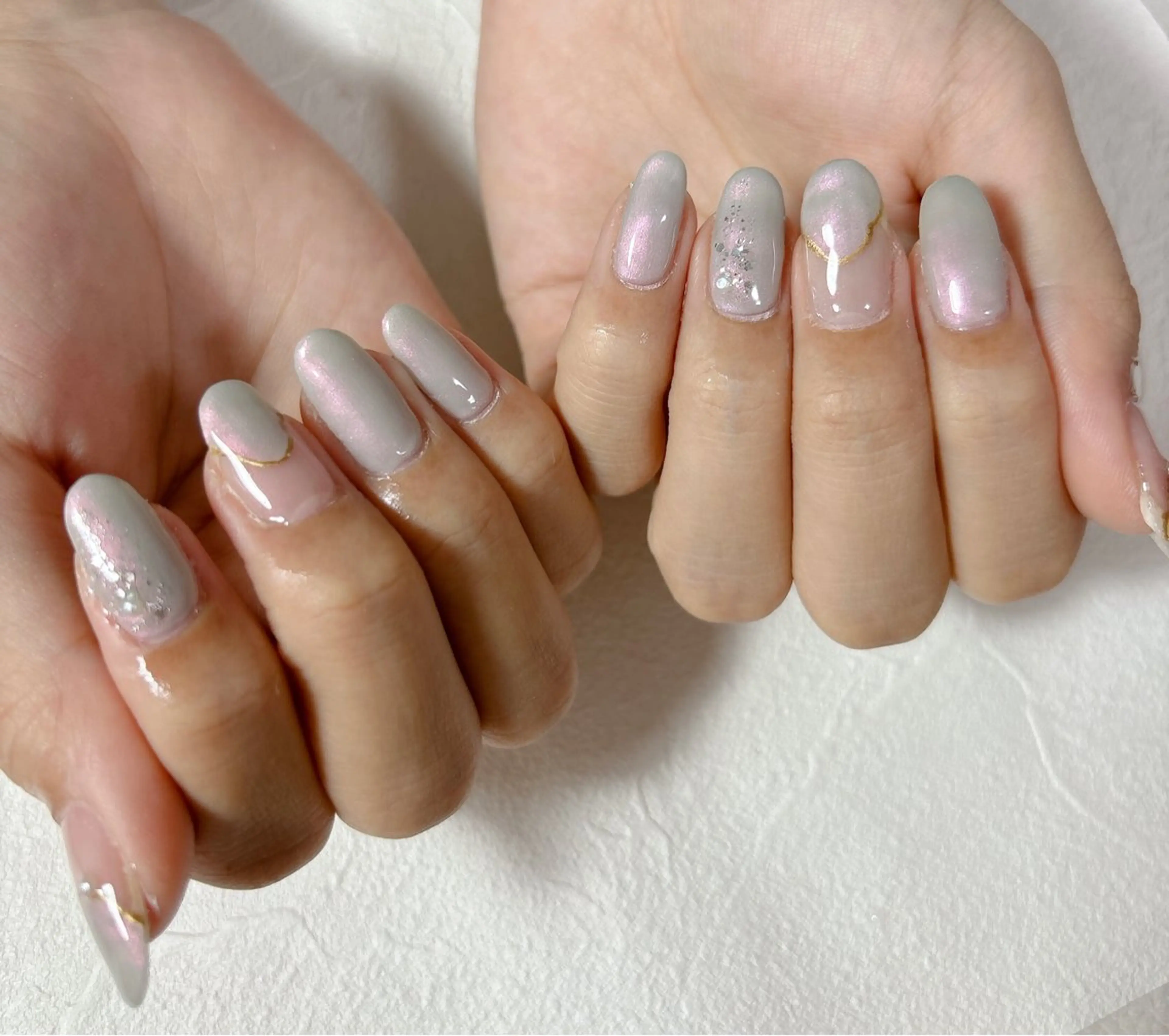 ネイル オーロラネイル フットネイル フレンチネイル ジェルネイル 韓国ネイル Mogu nail 二子玉川のネイルデザイン