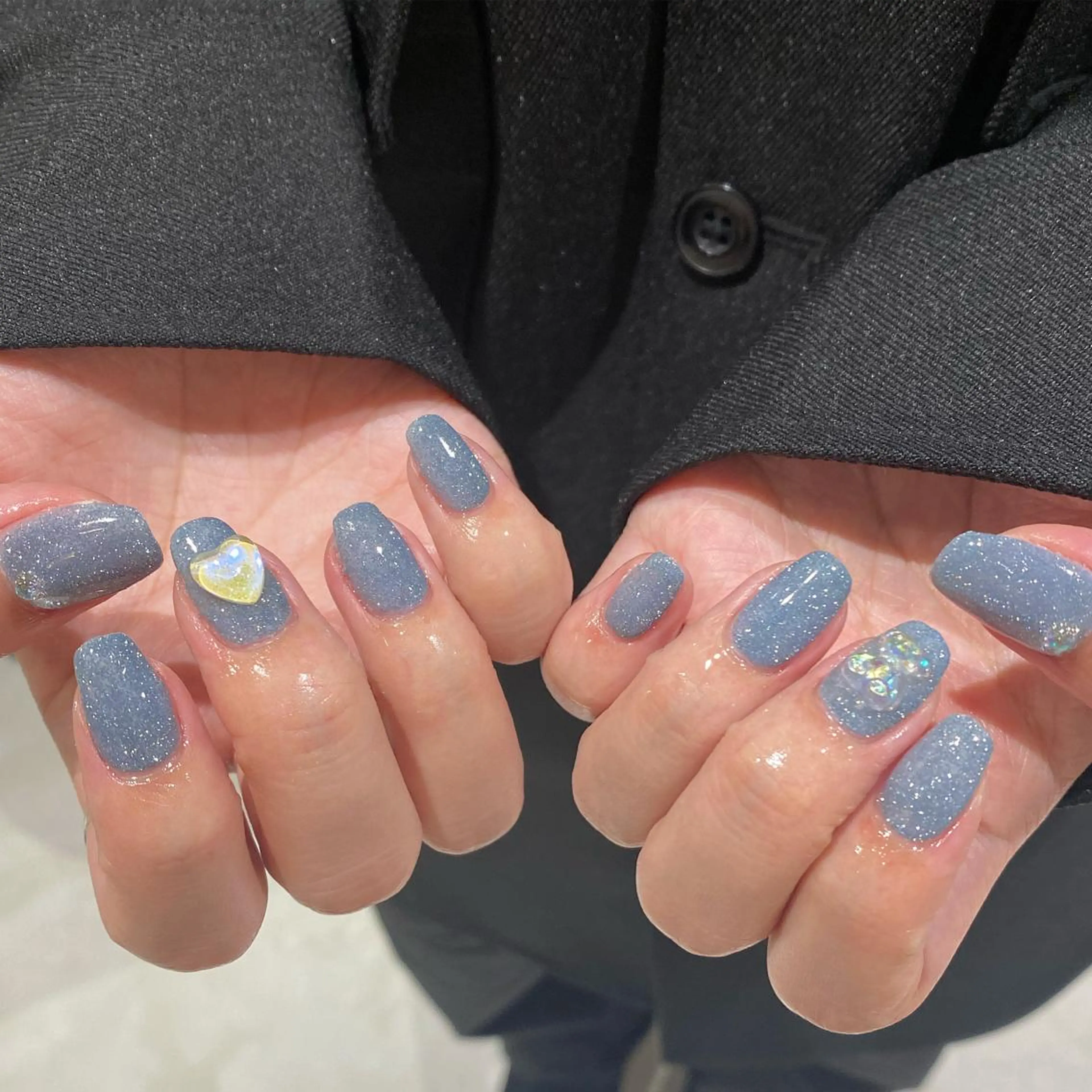 ネイル クリアネイル フラッシュネイル ハート PLATINUM   DOLL【プラチナムドール】所属・ひろこ eyelist🎀のマツエク・マツパデザイン