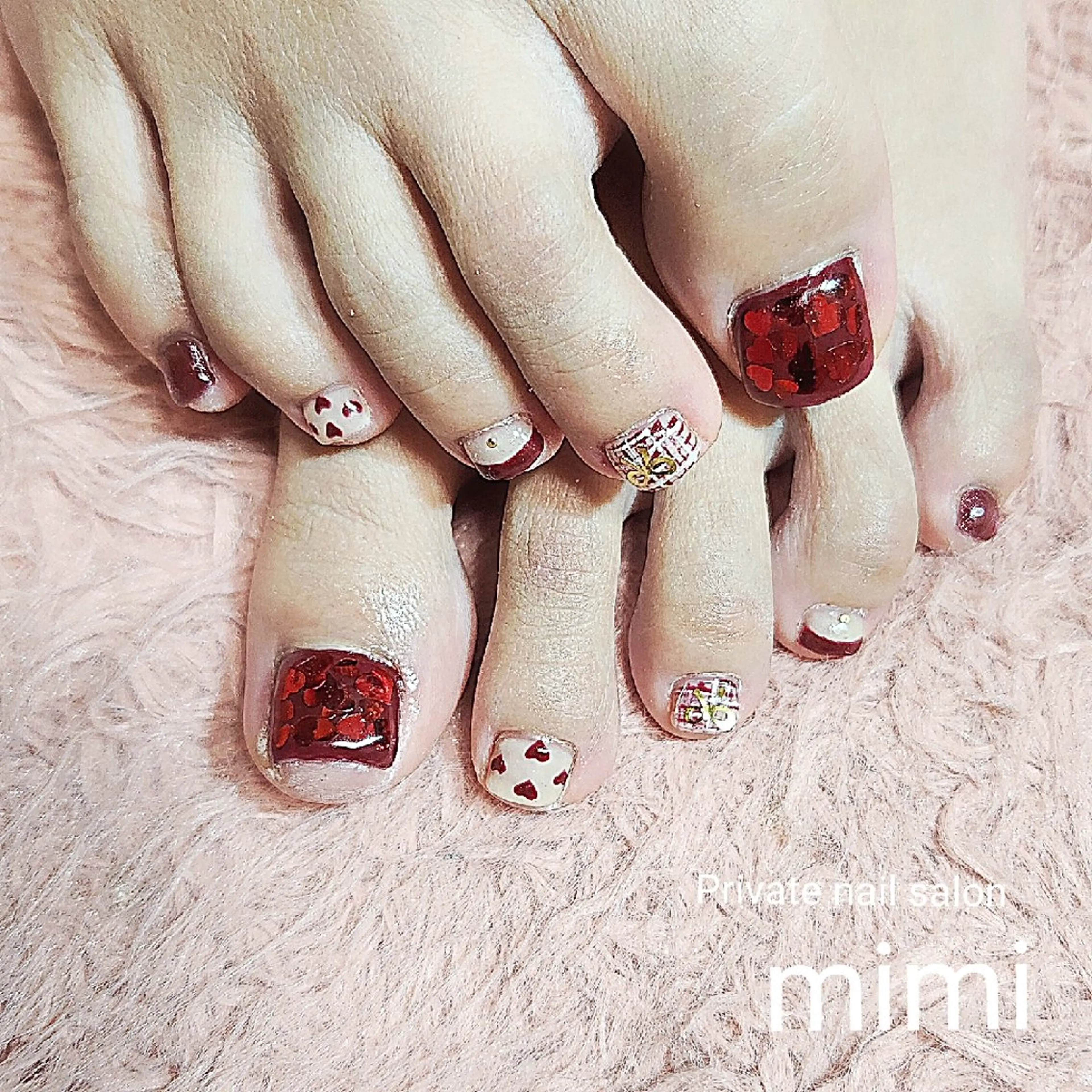 ネイル フットネイル ハート フットネイル 博多ネイル ｍｉｍｉのネイルデザイン