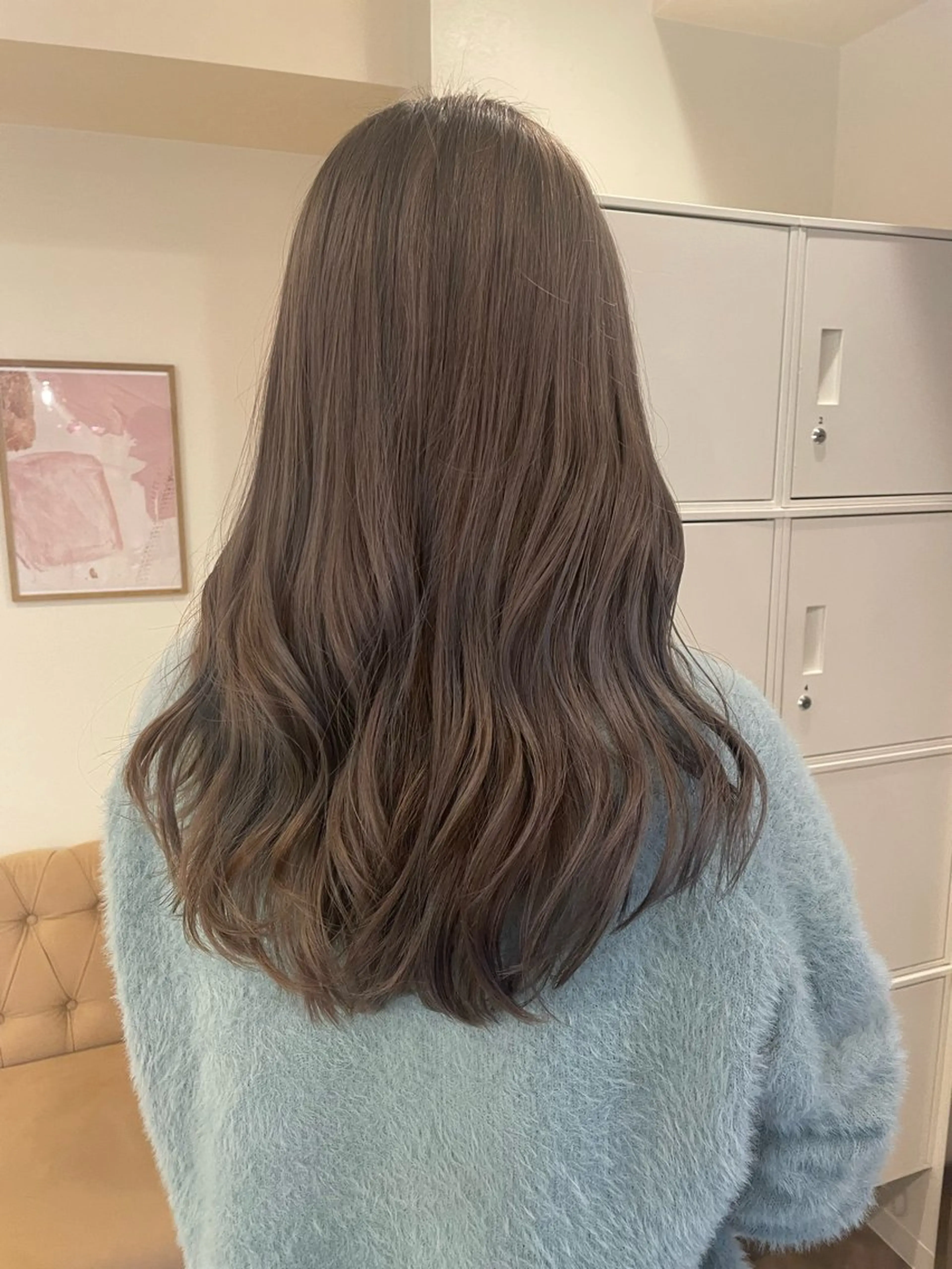 カラー グレージュ ミルクティーグレージュ ヘアカラー トリートメント ミルクティ/ピンク/ レイヤー/yuriaのヘアスタイル