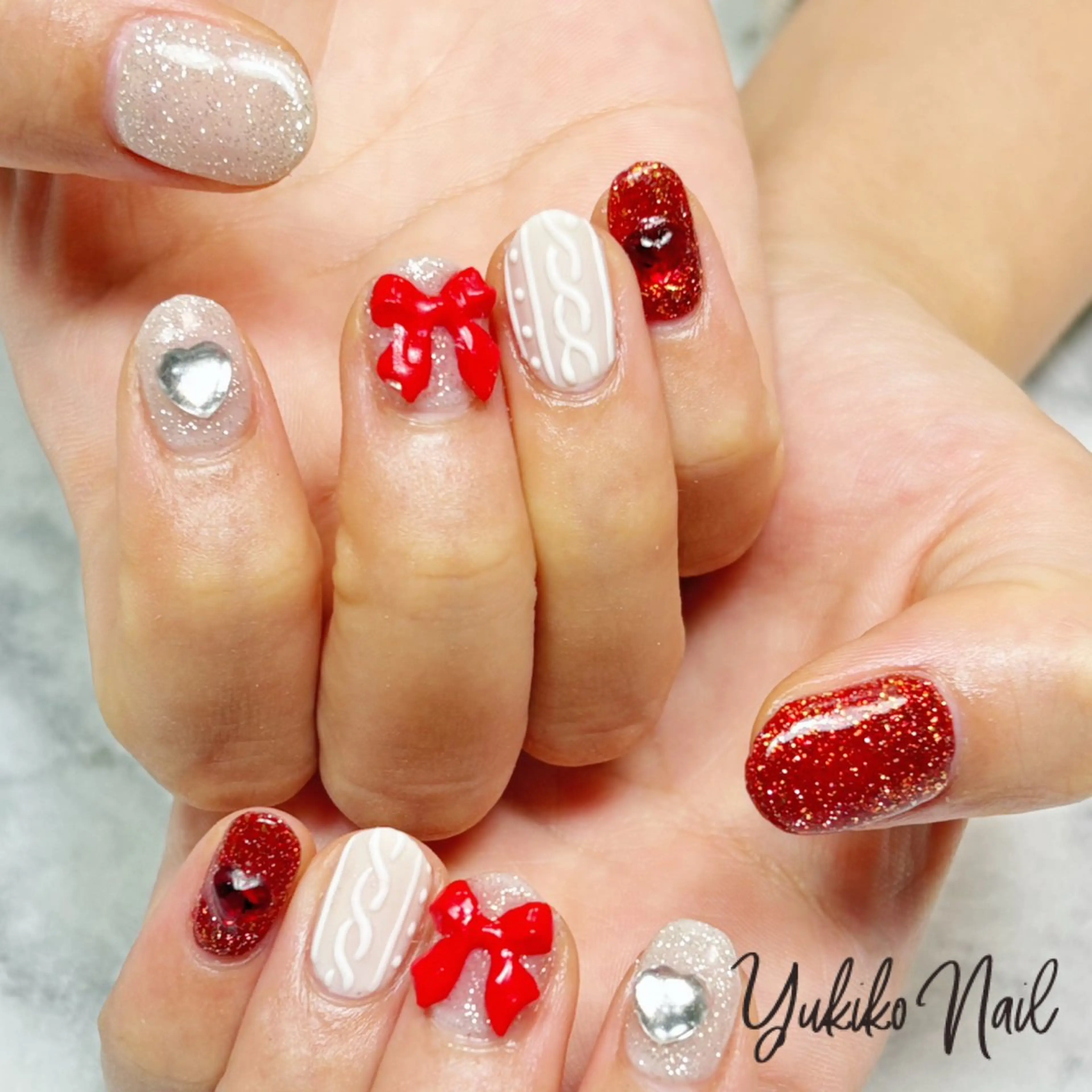 ネイル アートネイル シンプルネイル 冬ネイル クリスマス ユキコ ネイルのネイルデザイン