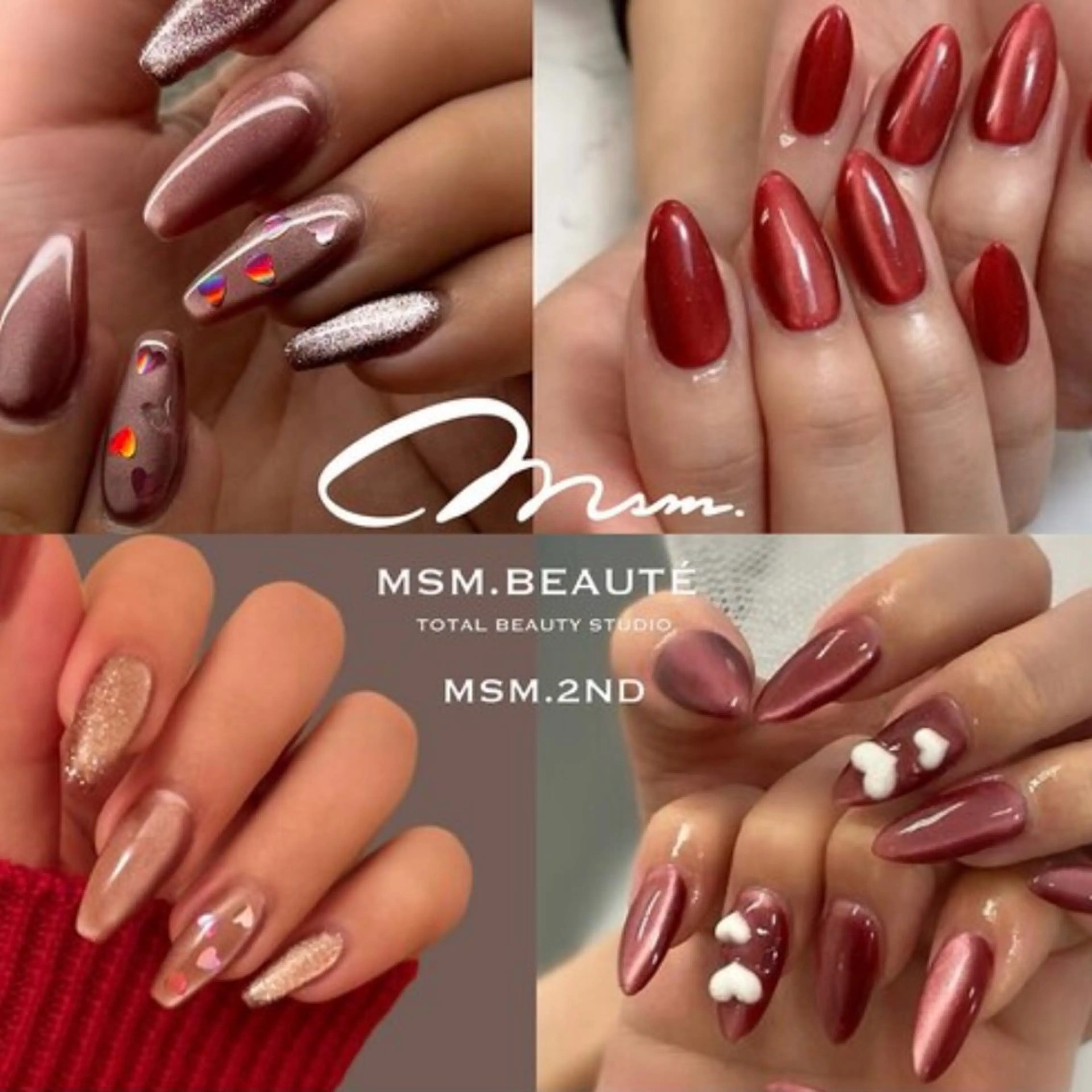 ネイル マグネットネイル 持ち込み バレンタイン ハンドネイル ネイル・まつ毛・眉毛 同時施術可能💅🏻のマツエク・マツパデザイン