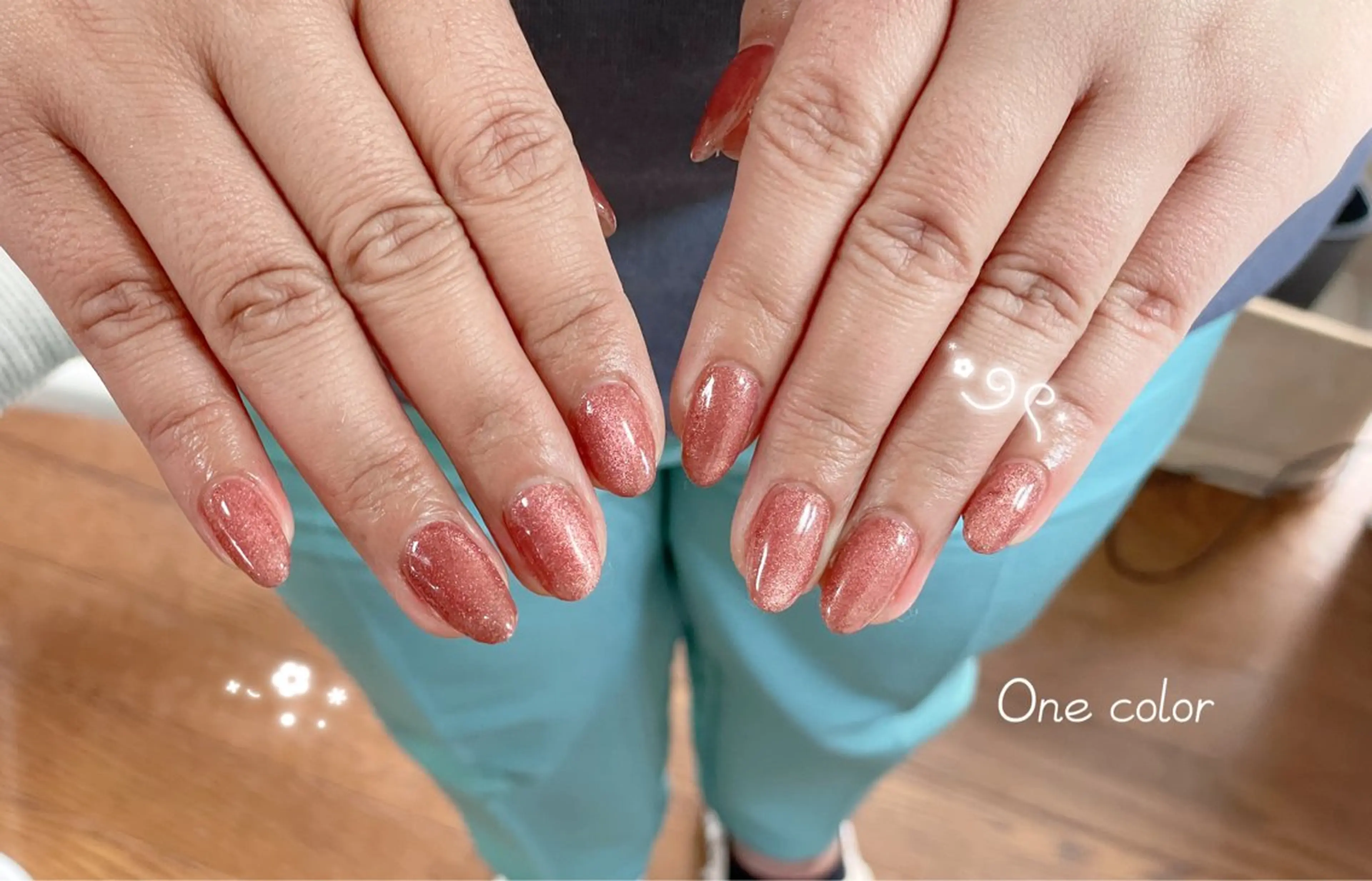 ネイル フラッシュネイル フラッシュマグ ワンカラーネイル 春ネイル Beauty Salon ゆくい所属・入谷 玲生奈のネイルデザイン