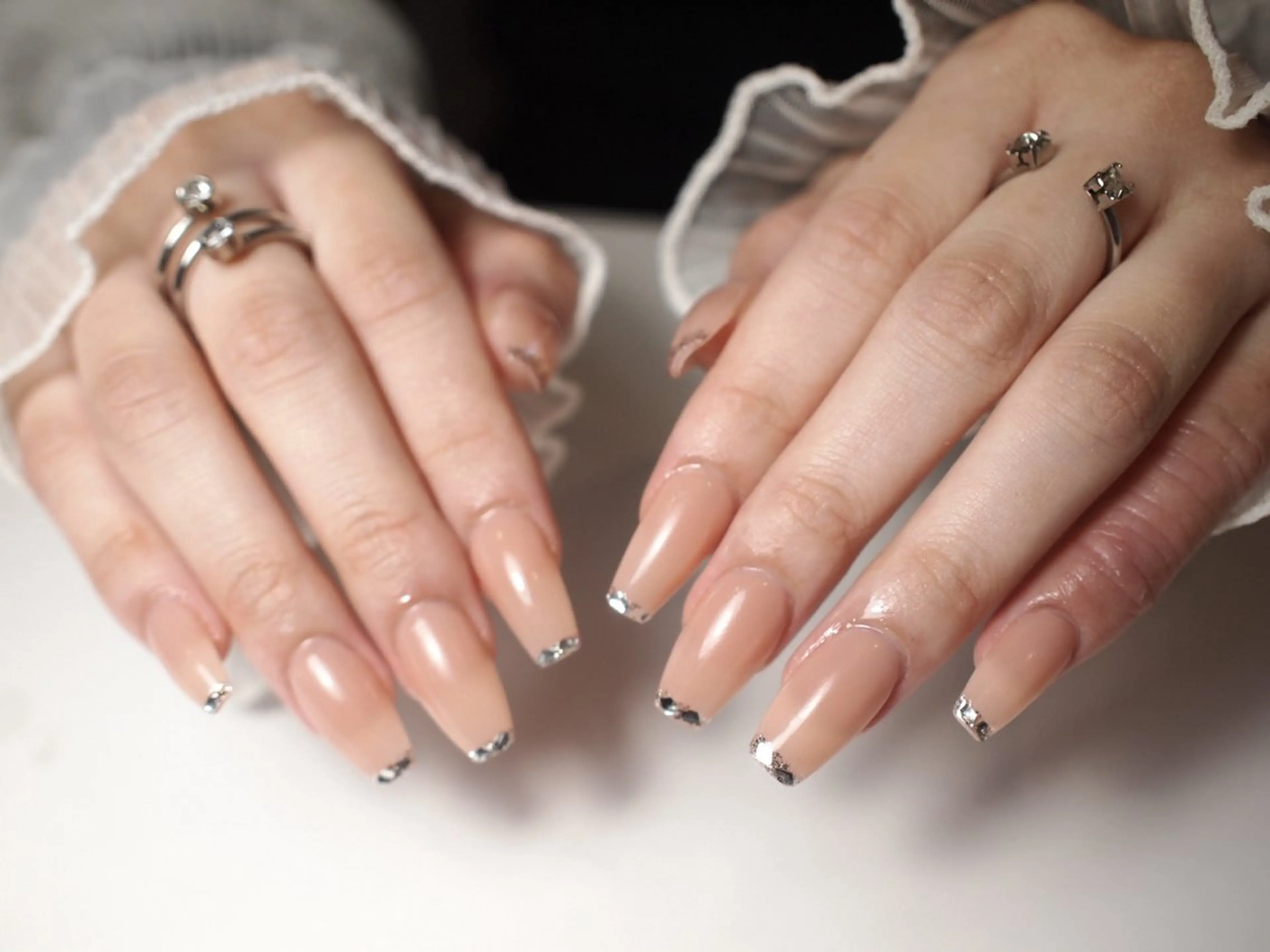 ネイル フレンチネイル ガラスフレンチ ハンドネイル 【ORGAN】 nailのネイルデザイン