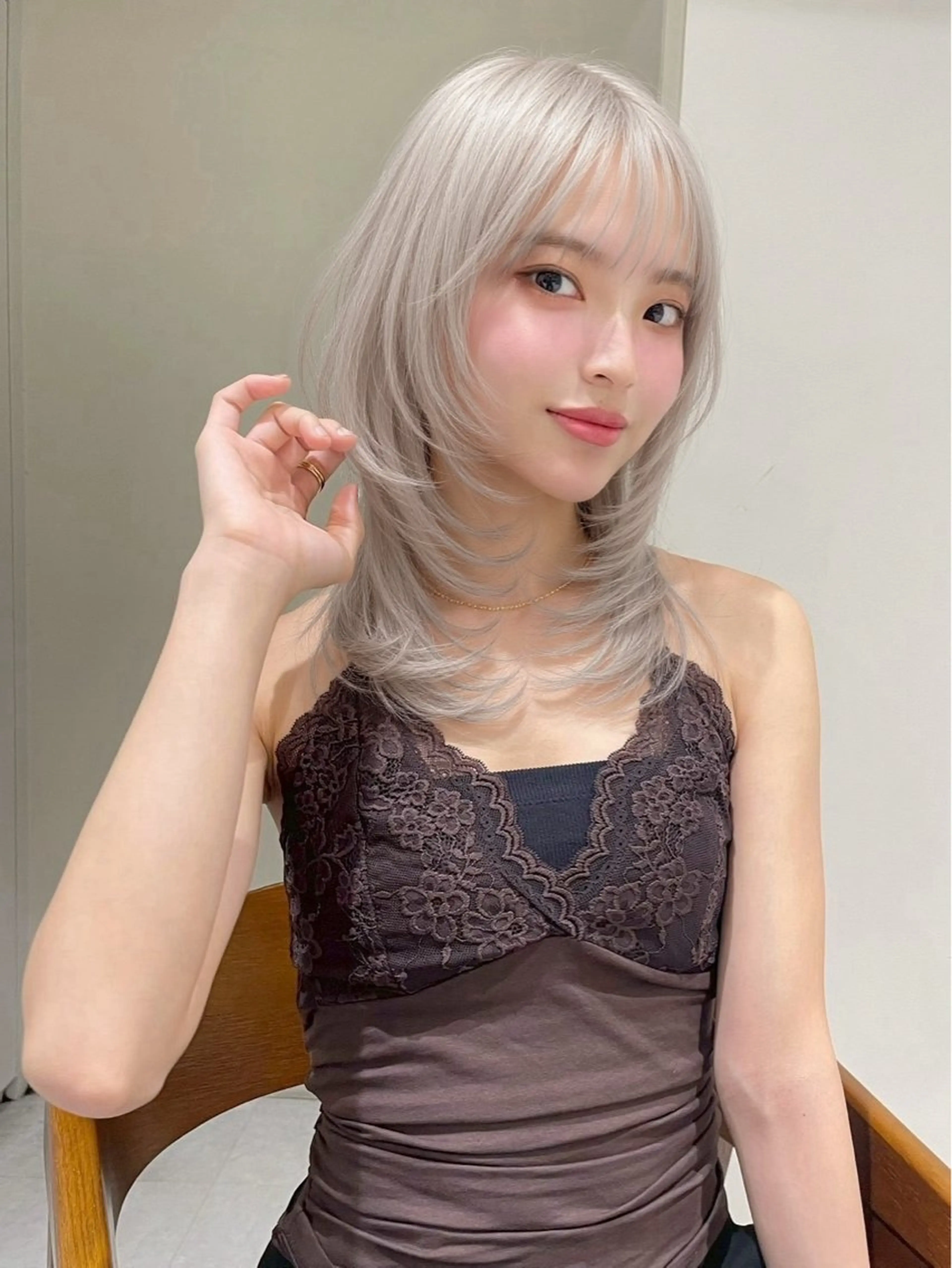 ロング カラー ヘアカラー 🇰🇷韓国レイヤー ハイトーン/暖色のヘアスタイル