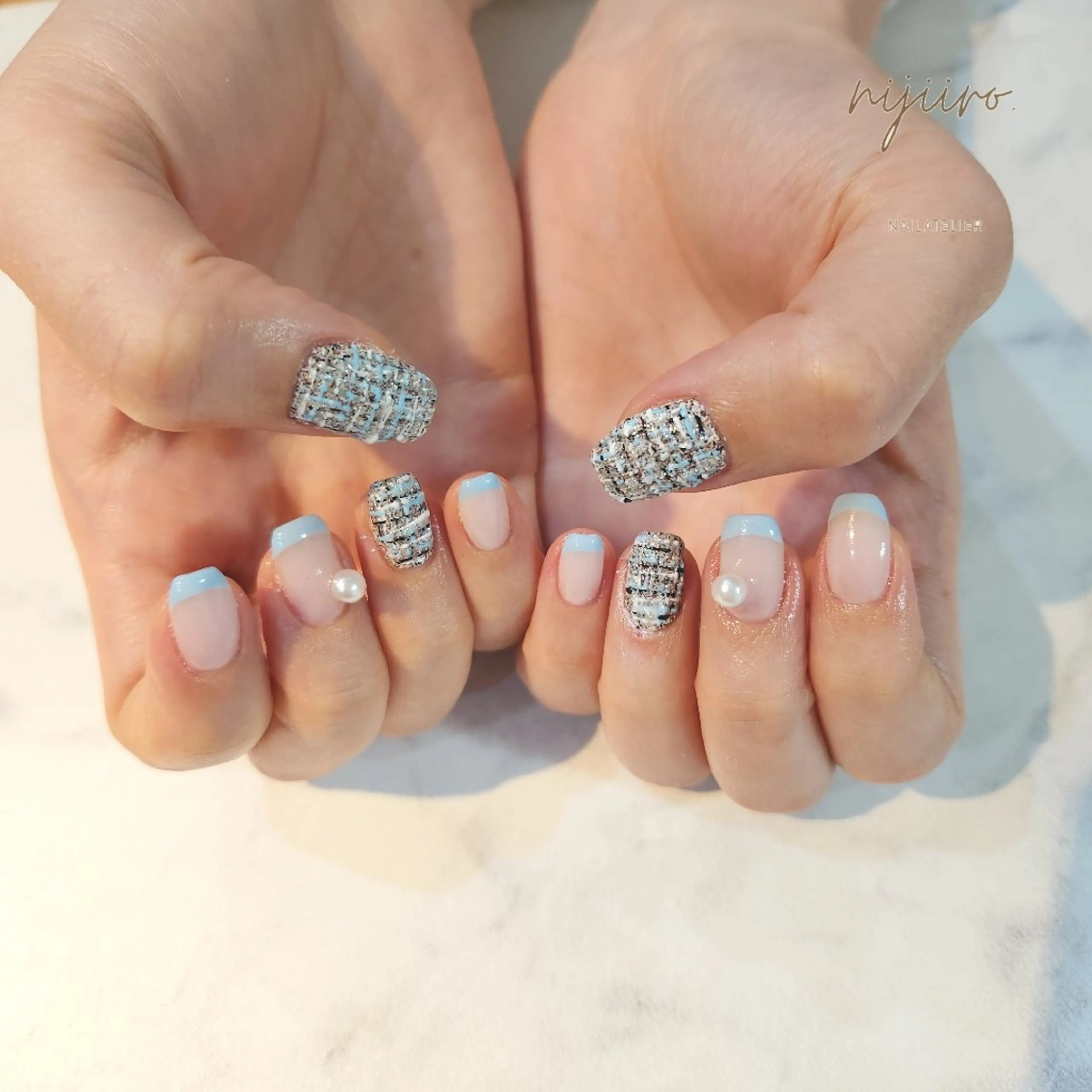 ネイル ツイードネイル ハンドネイル nailatelier nijiiro.所属・nijiiro🌈 サトウのネイルデザイン