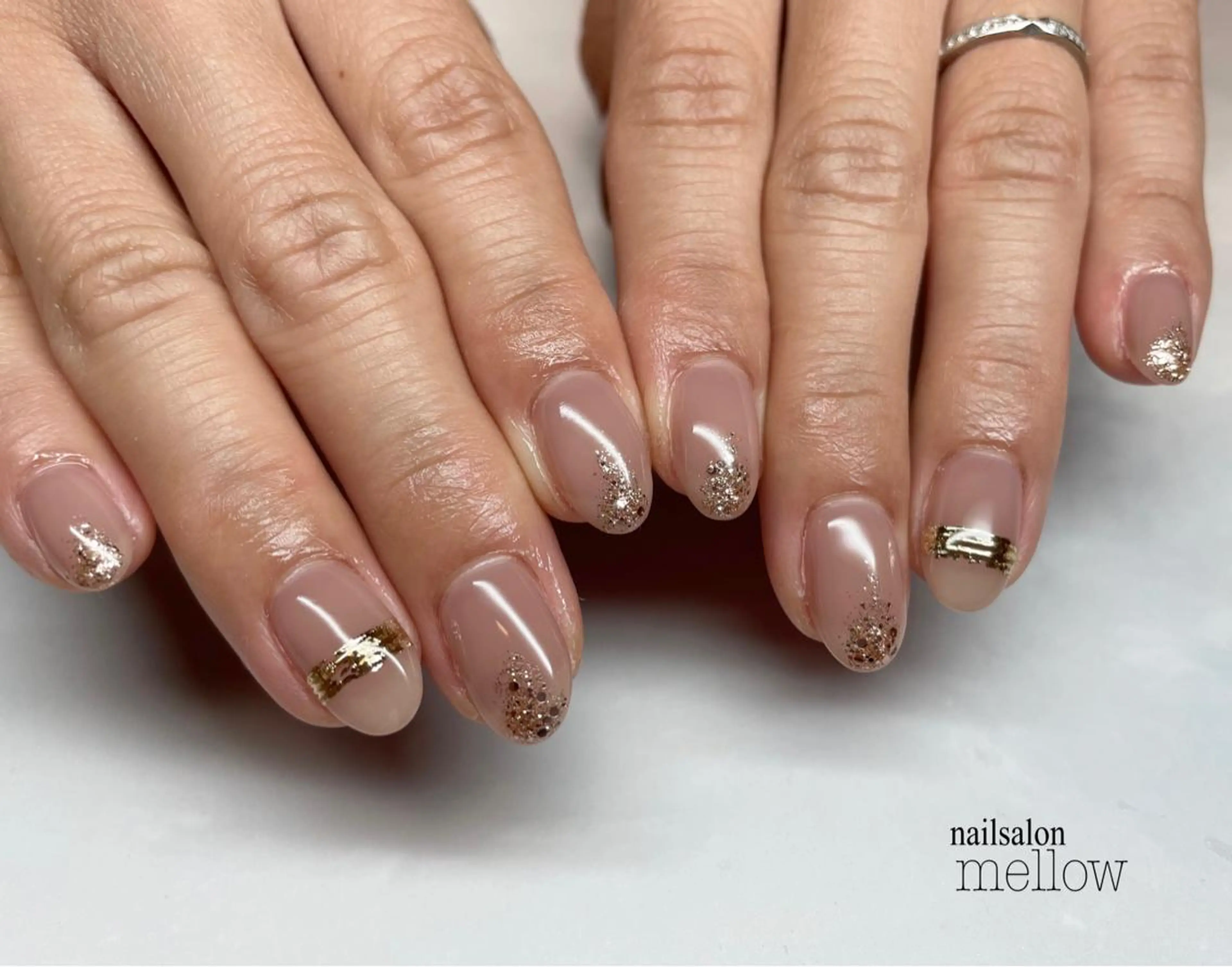 ネイル ラメ(グリッター) ピンク 大山 浩美のネイルデザイン