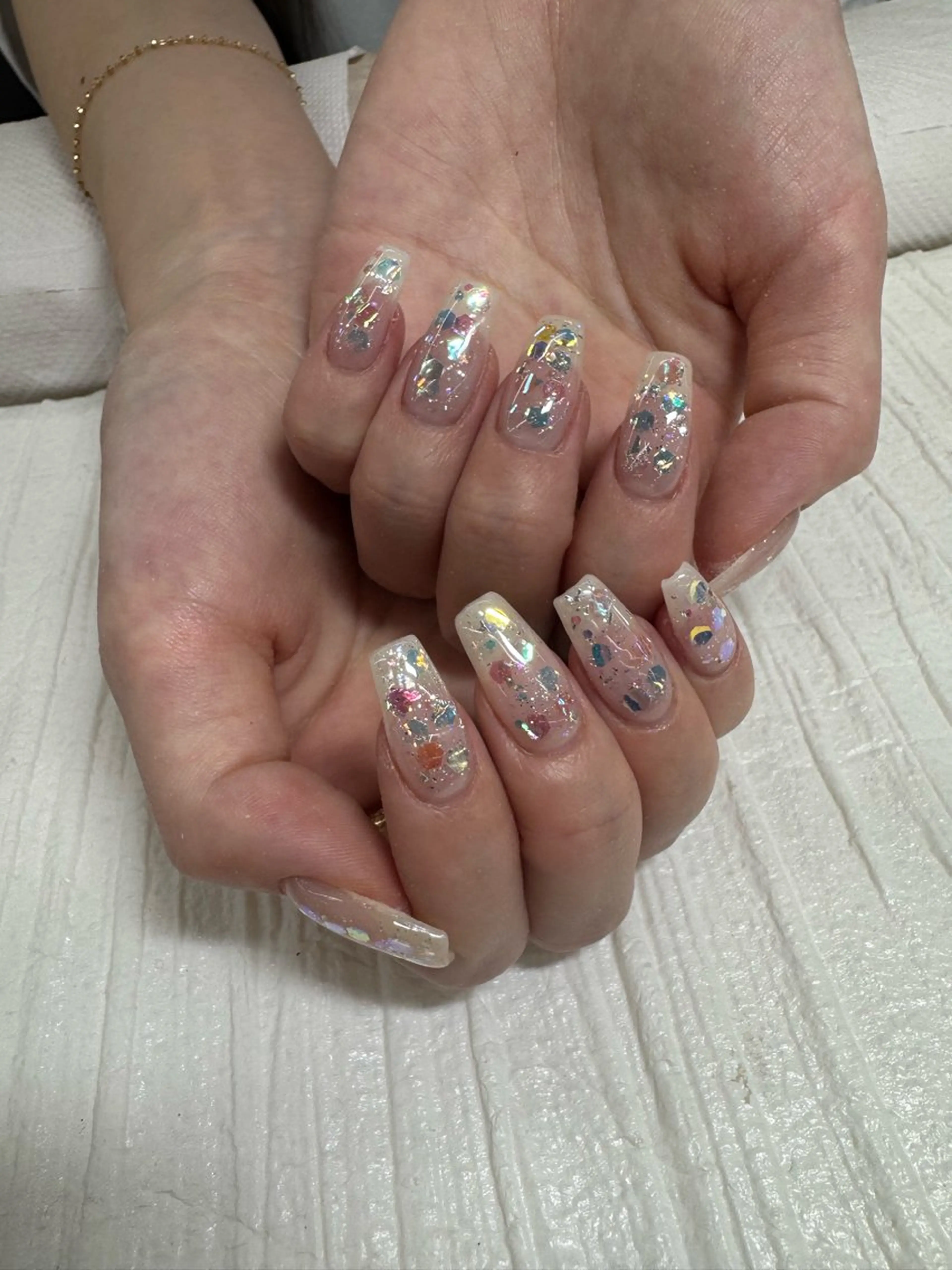 ネイル フラッシュネイル フレンチネイル キラキラネイル ラメ(グリッター) ハンドネイル 【MAXKELLY】 Shiotaのネイルデザイン