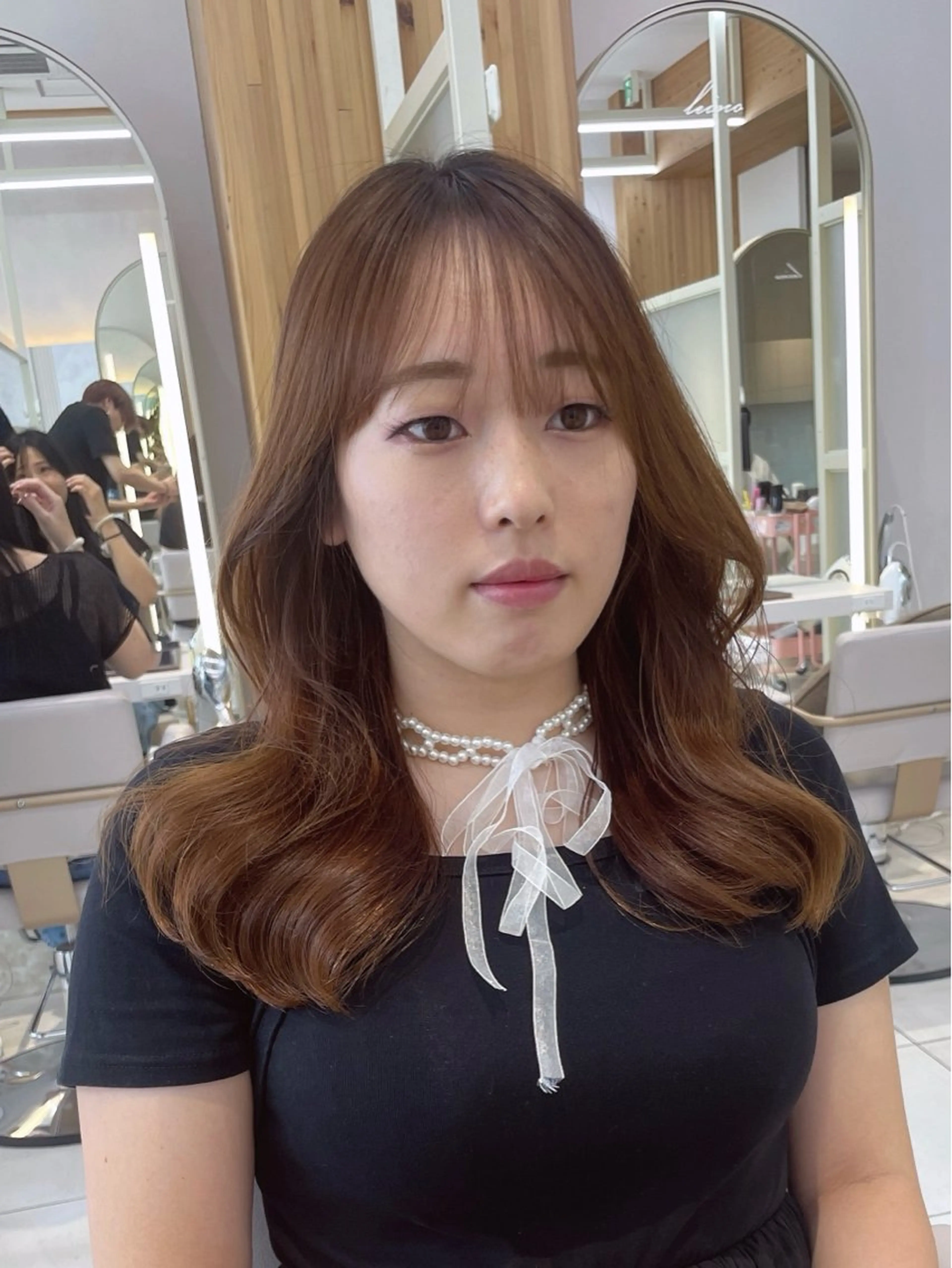 セミロング パーマ 顔周り/透明感カラー /韓国ヘア/TAKUのヘアスタイル