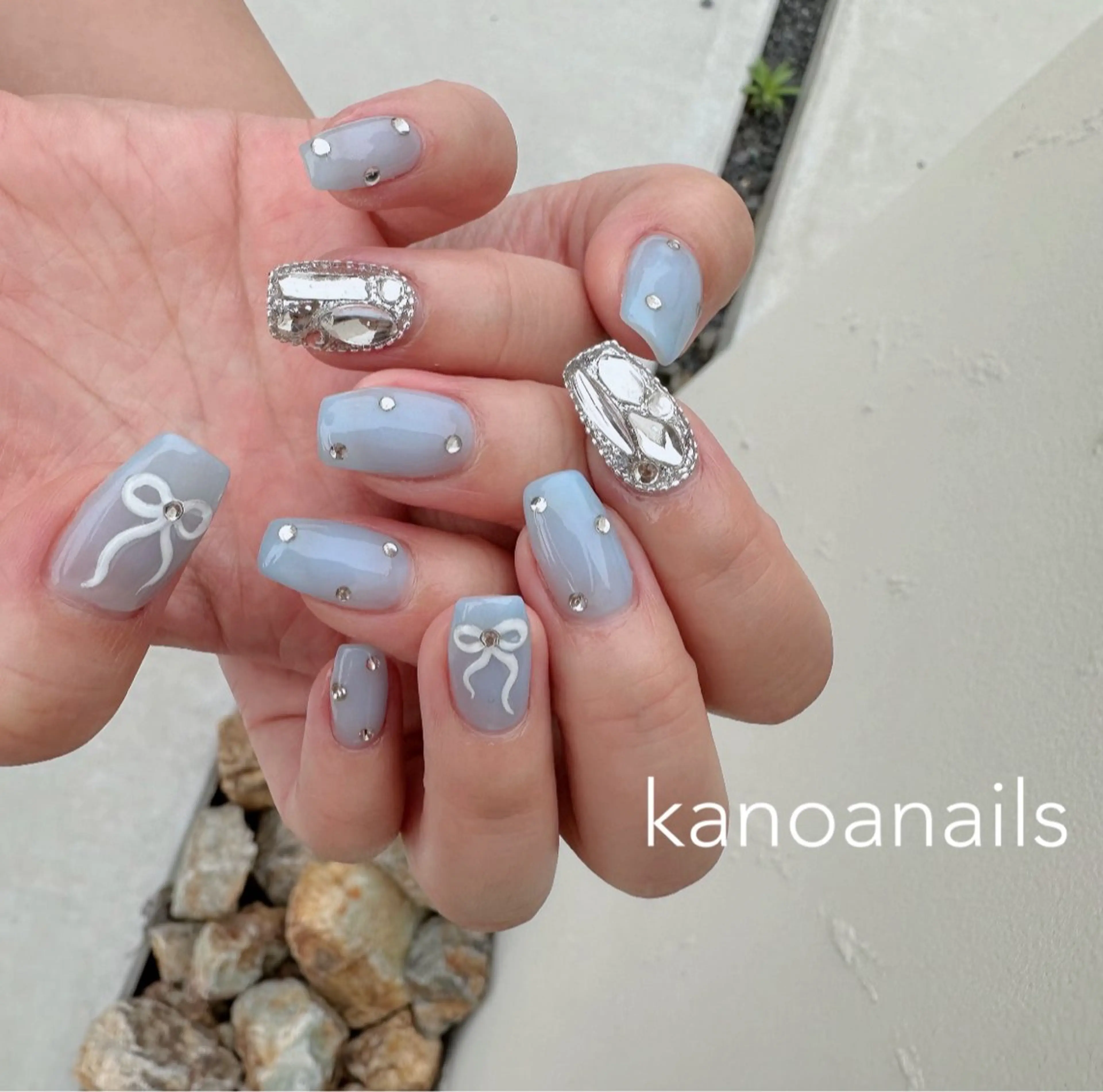 ネイル ぷっくりネイル リボン ハンドネイル megu_ kanoanailのネイルデザイン