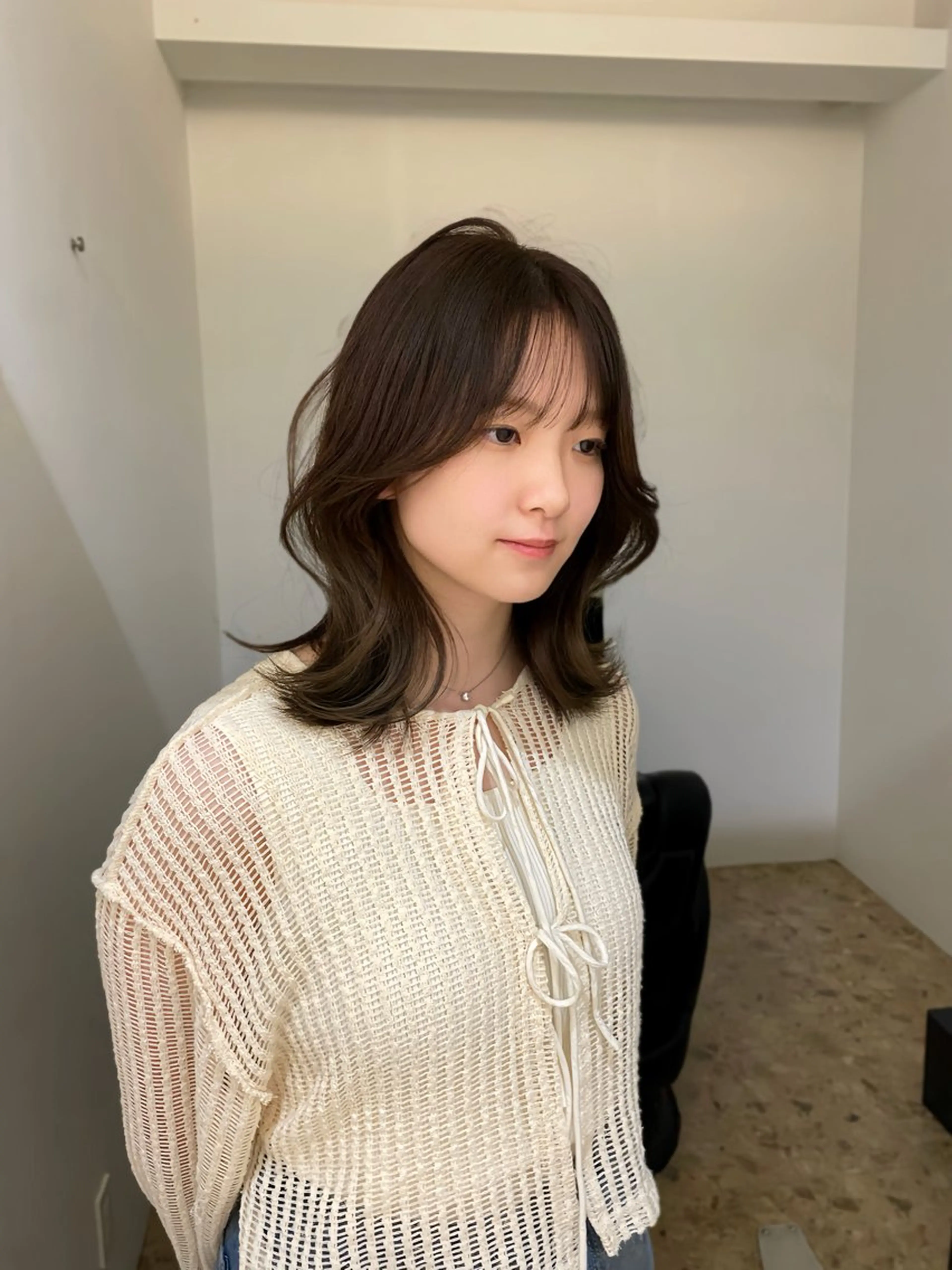 ロング カラー グレージュ 韓国風ヘア レイヤーカット レイヤー/艶カラー /韓国ヘア/高松のヘアスタイル