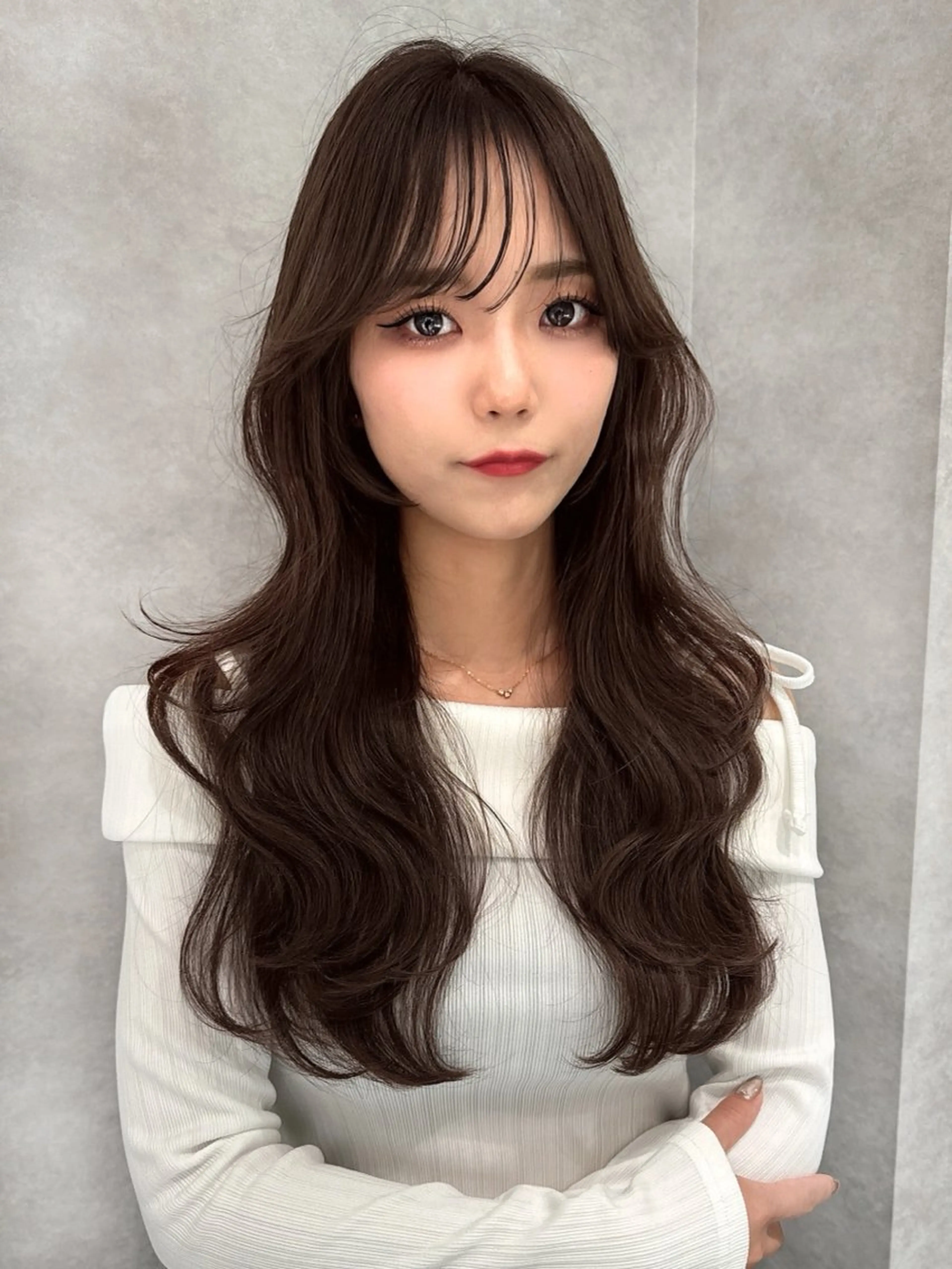 セミロング カラー カット ヘアカラー 木屋元一/透明感 /前髪/韓国ヘアのヘアスタイル