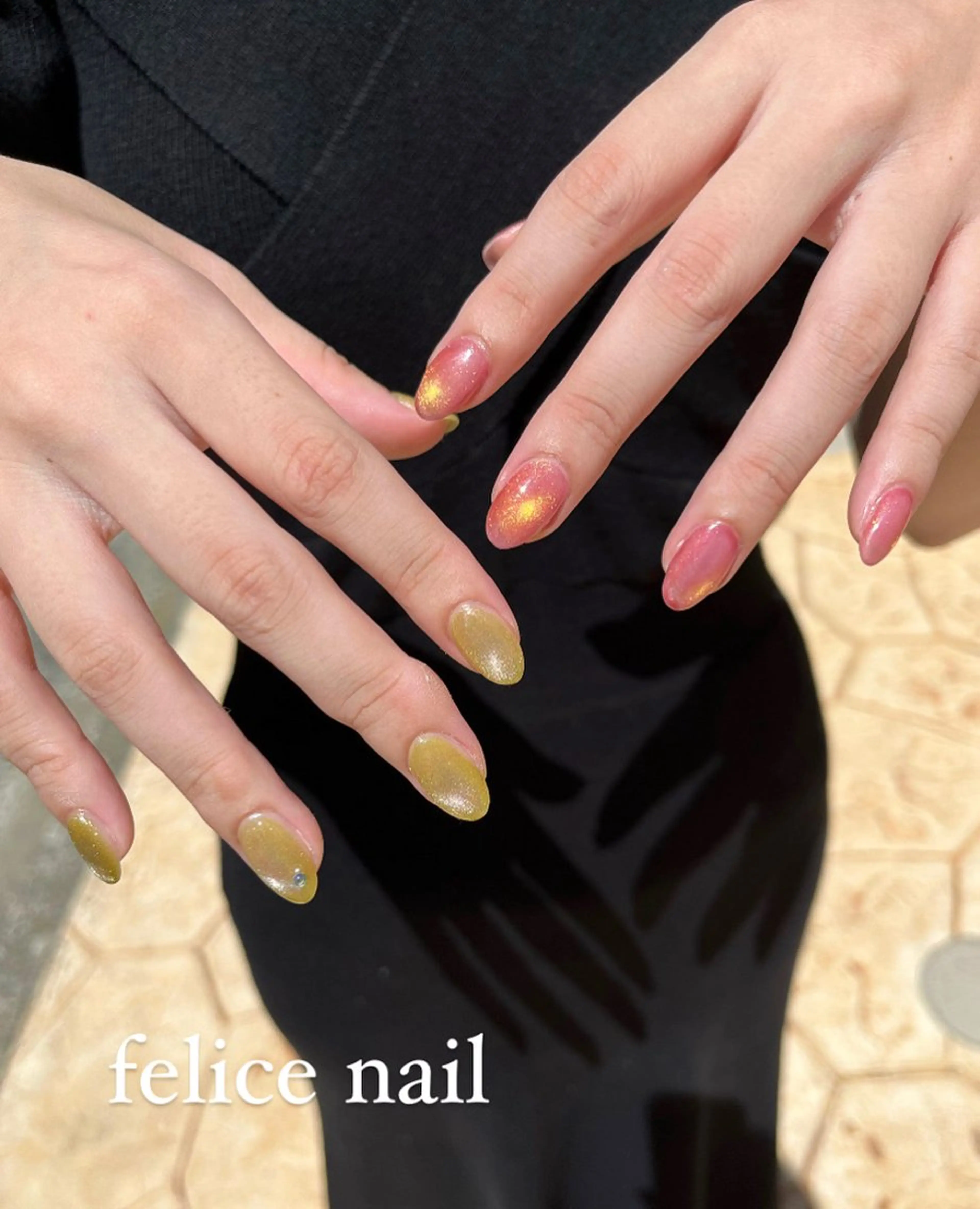 ネイル マグネットネイル ニュアンスネイル オフィスネイル ストーンネイル felice nailのネイルデザイン
