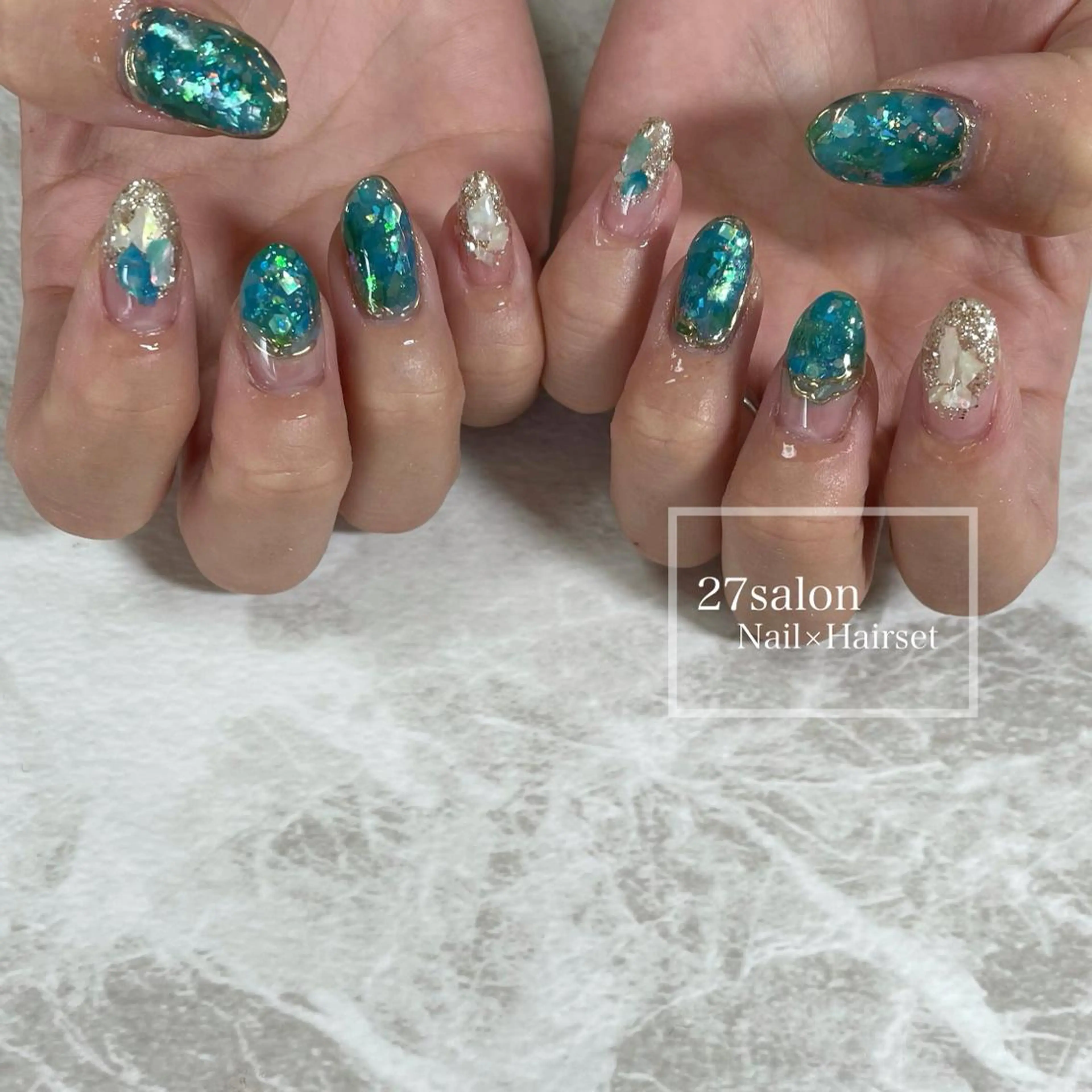 ネイル グリーン 27salon yuinaのネイルデザイン