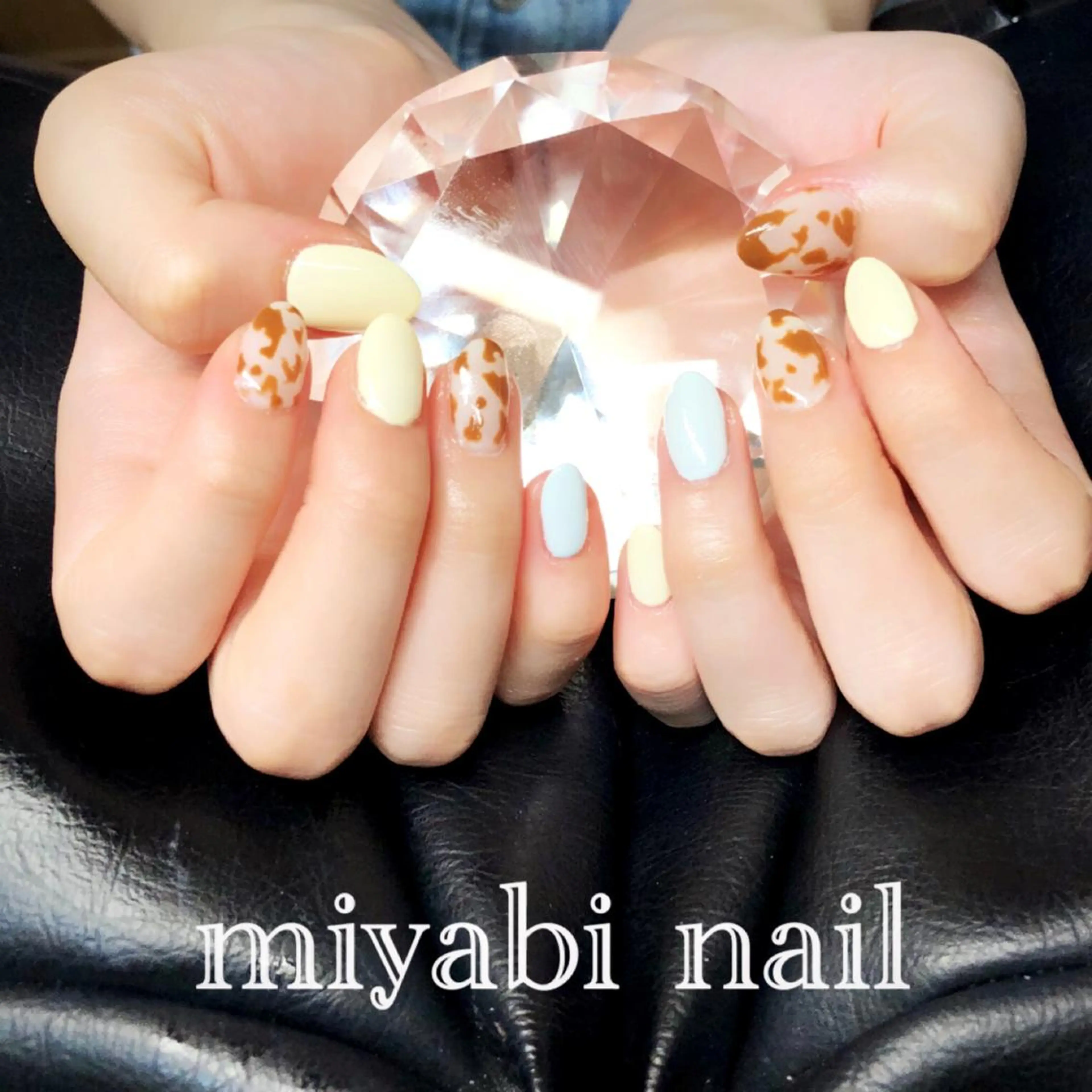 ネイル アートネイル ブルー ジェルネイル 持ち込み パステルネイル ハンドネイル miyabi nail 桂川駅近くのネイルデザイン