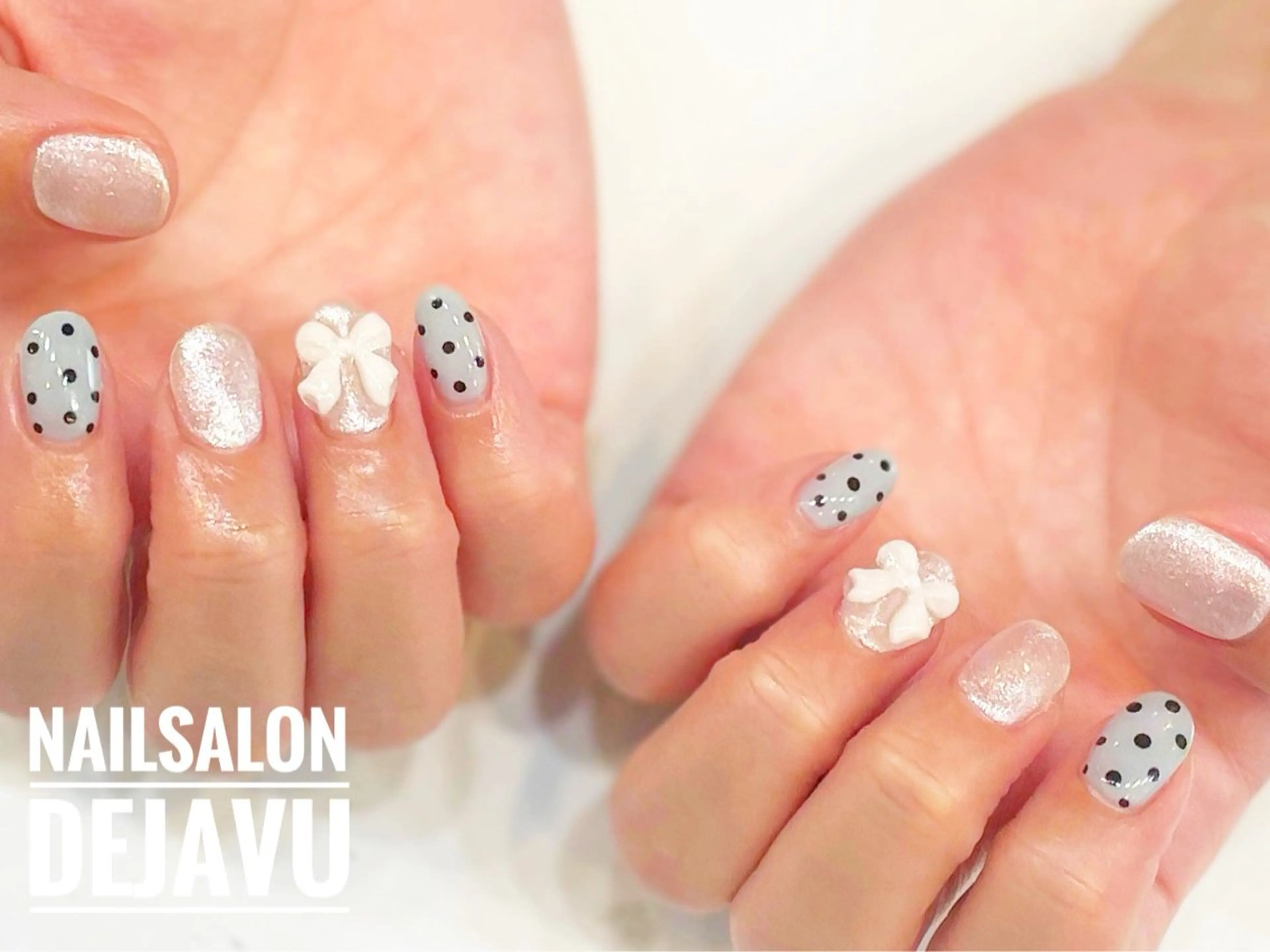 ネイル ドット 持ち込み リボン ハンドネイル Dejavu所属・Nail salon Dejavu 🌿のネイルデザイン
