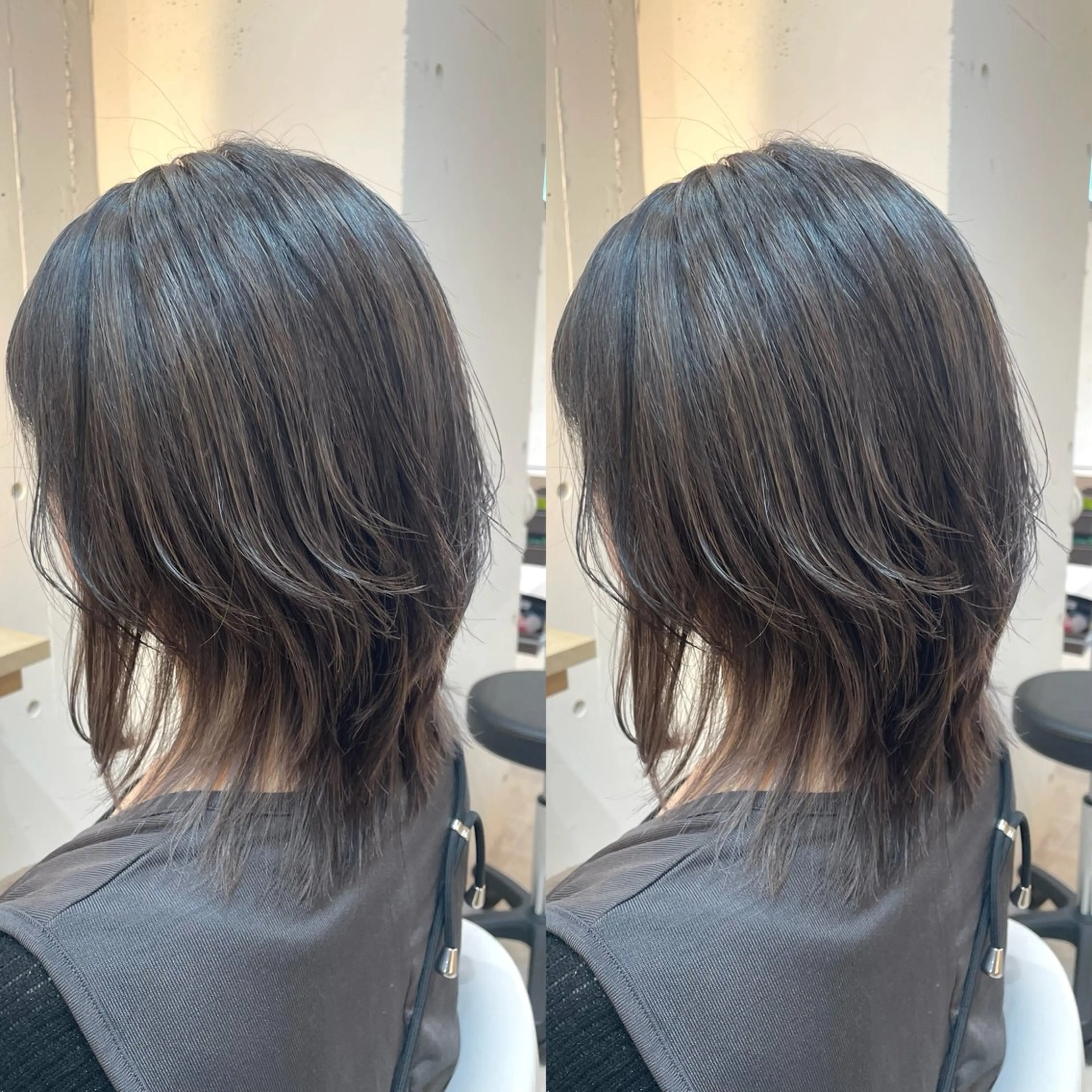 ミディアム カラー ハイライトカラー ハイライト カット ヘアカラー トリートメント ヘアセット ブリーチ無しダブル カラー🦕まどかのヘアスタイル