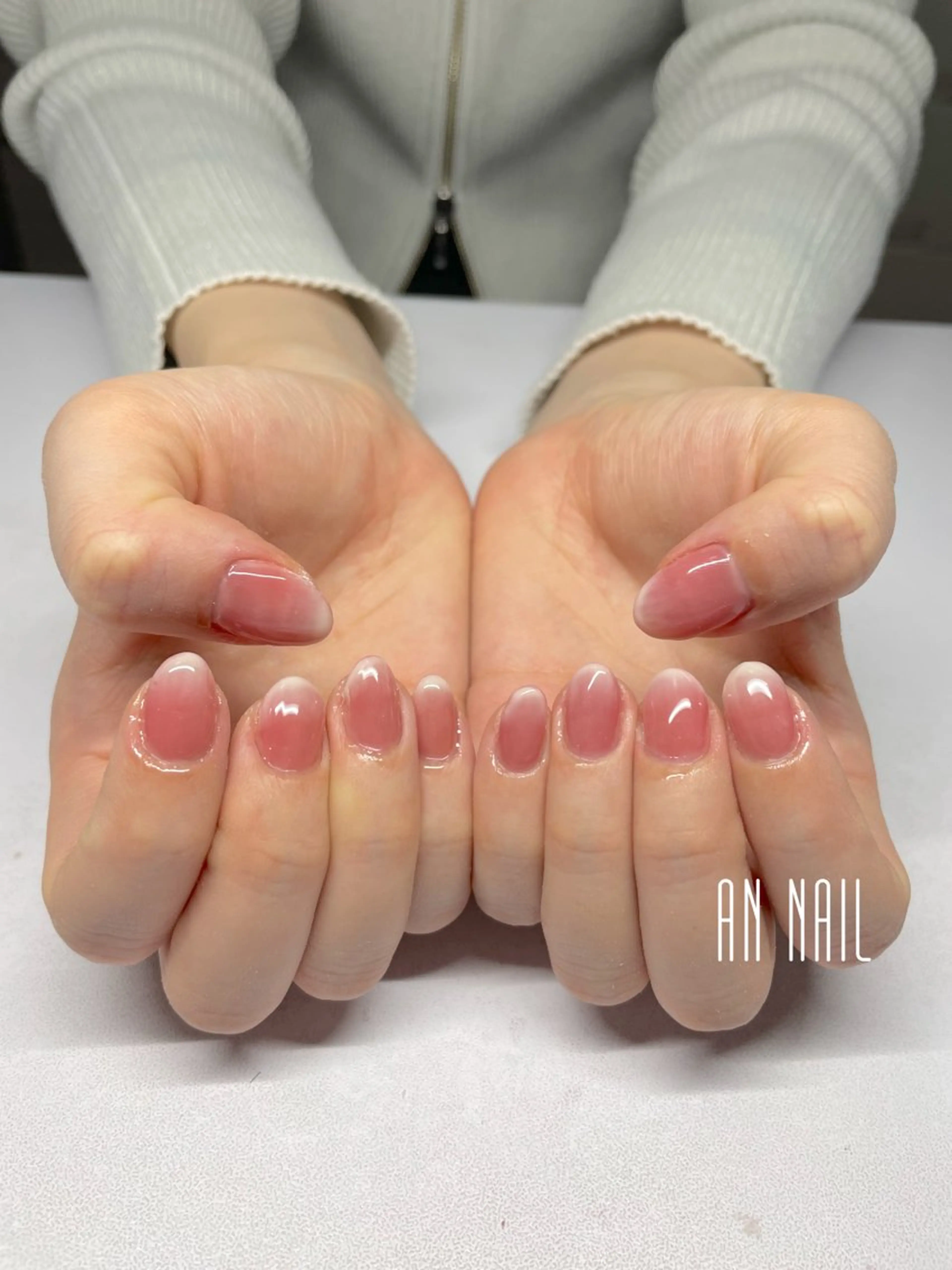 ネイル グラデーション 持ち込み ピンク ハンドネイル AN Nailのネイルデザイン