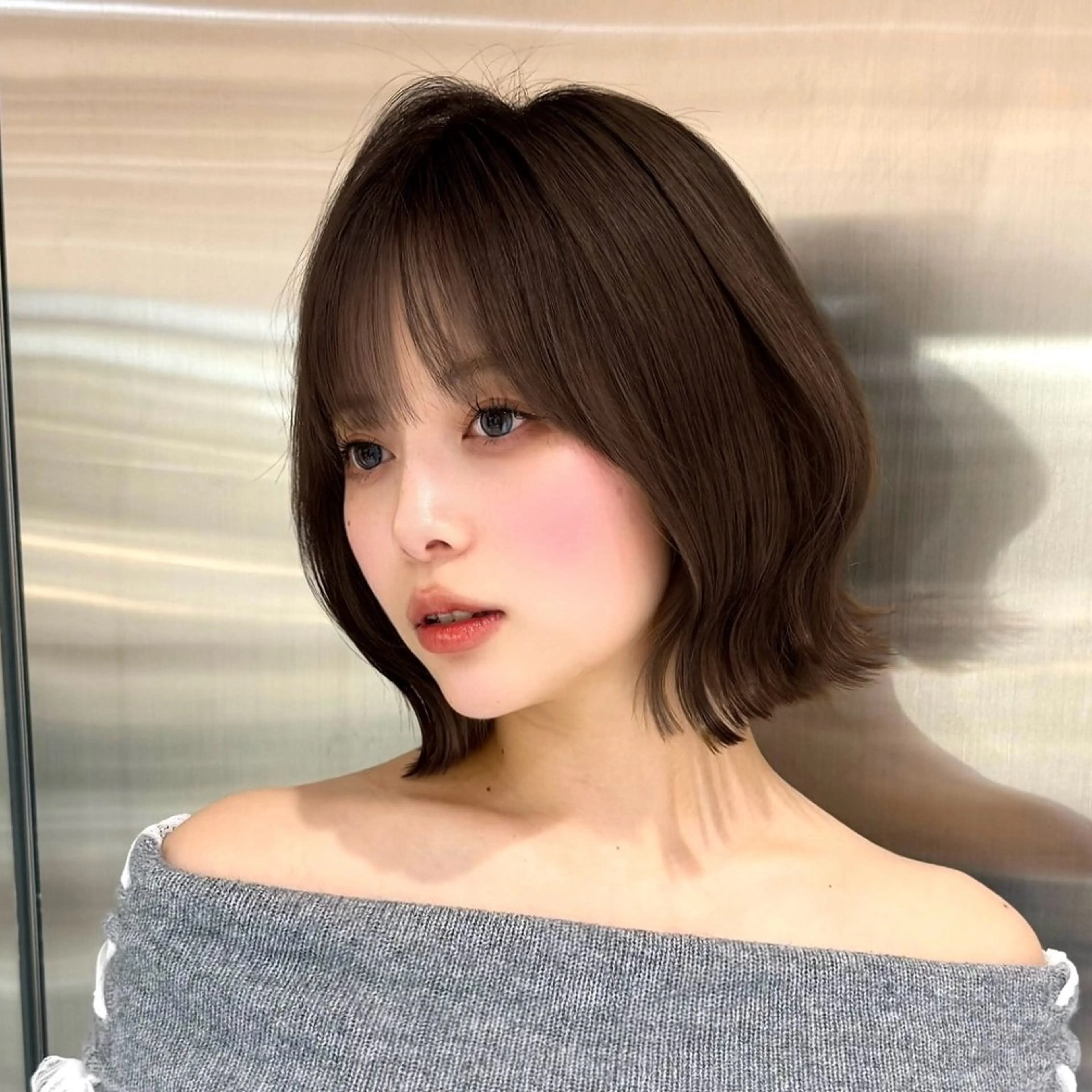 ミディアム カラー ヘアアレンジ ボブレイヤー 透明感カラー ボブ 韓国風ヘア レイヤーカット 韓国ボブ/髪質改善 /新宿/Rumiのヘアスタイル