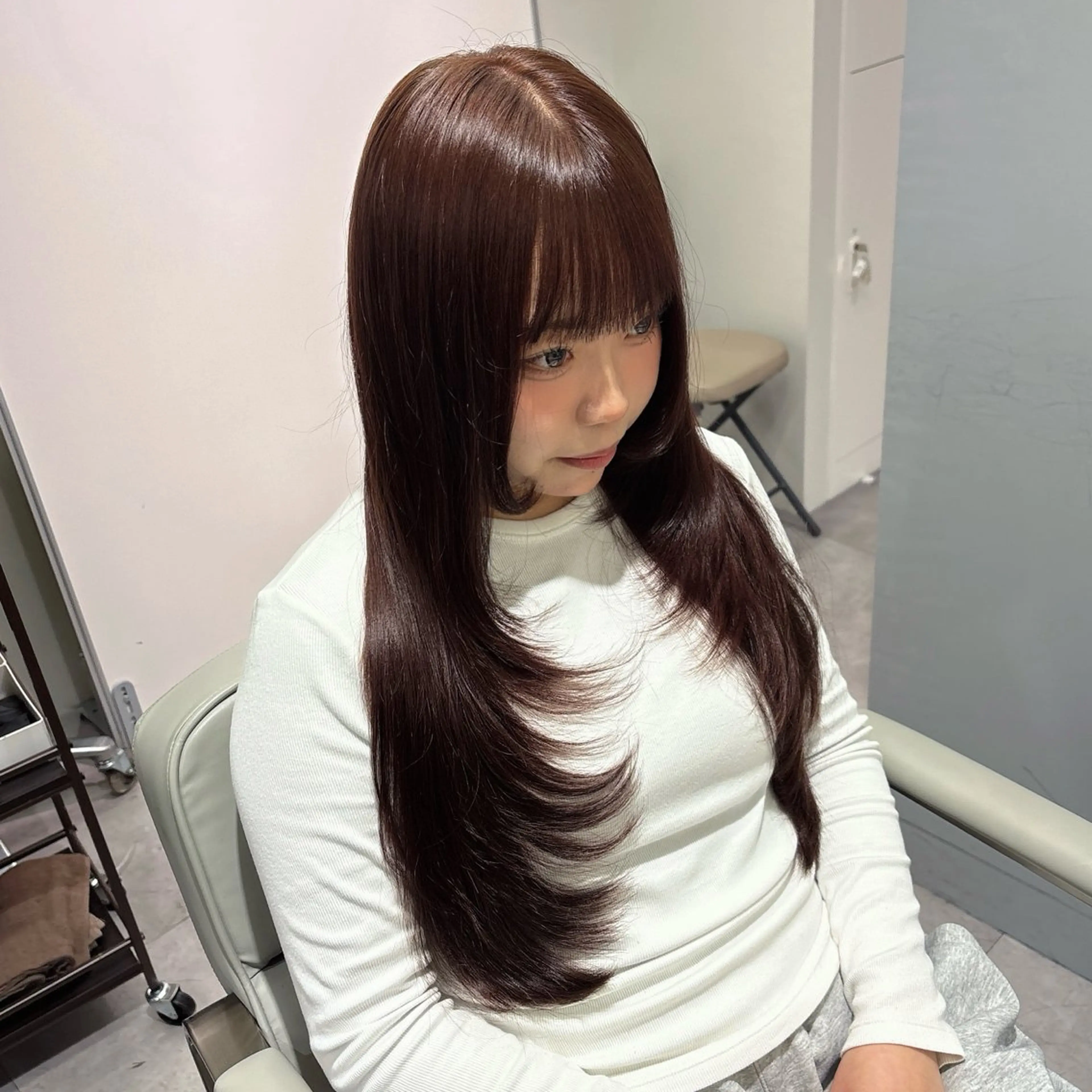 ロング カラー ブラウンカラー ピンクカラー ピンクブラウン ハイレイヤー レイヤーカット カット ヘアカラー トリートメント 加藤 麻夢のヘアスタイル