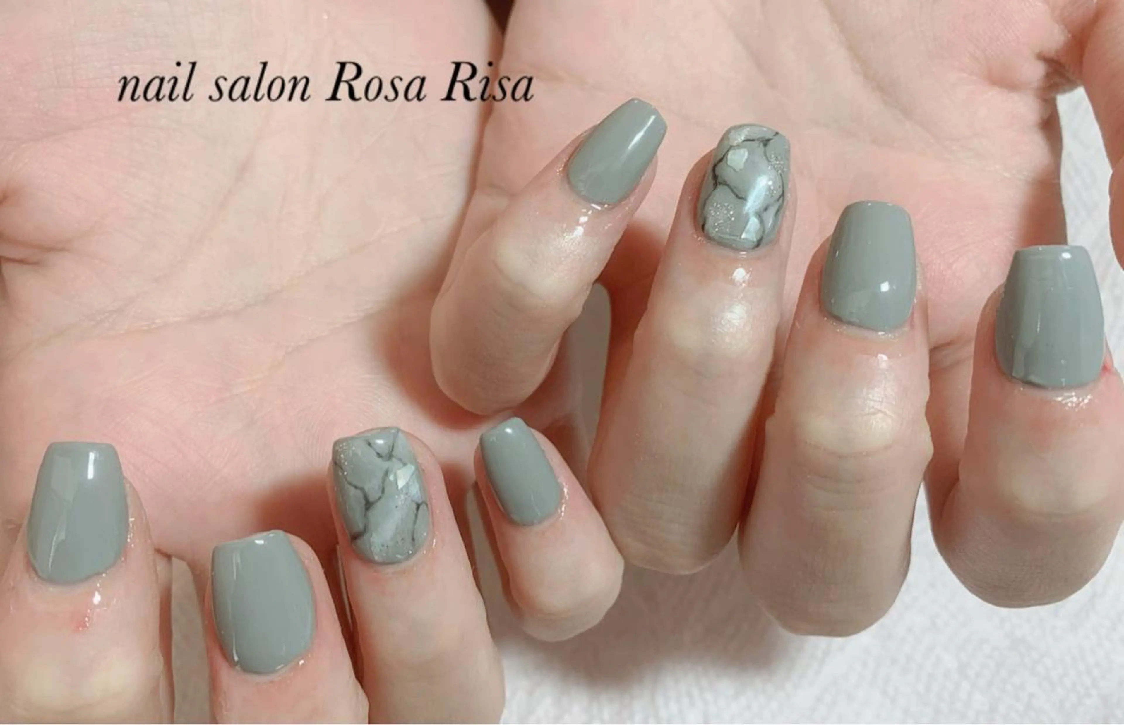 ミディアム ネイル 大理石ネイル(マーブル) ハンドネイル ネイルスタジオ シェイクユアハンズのネイルデザイン