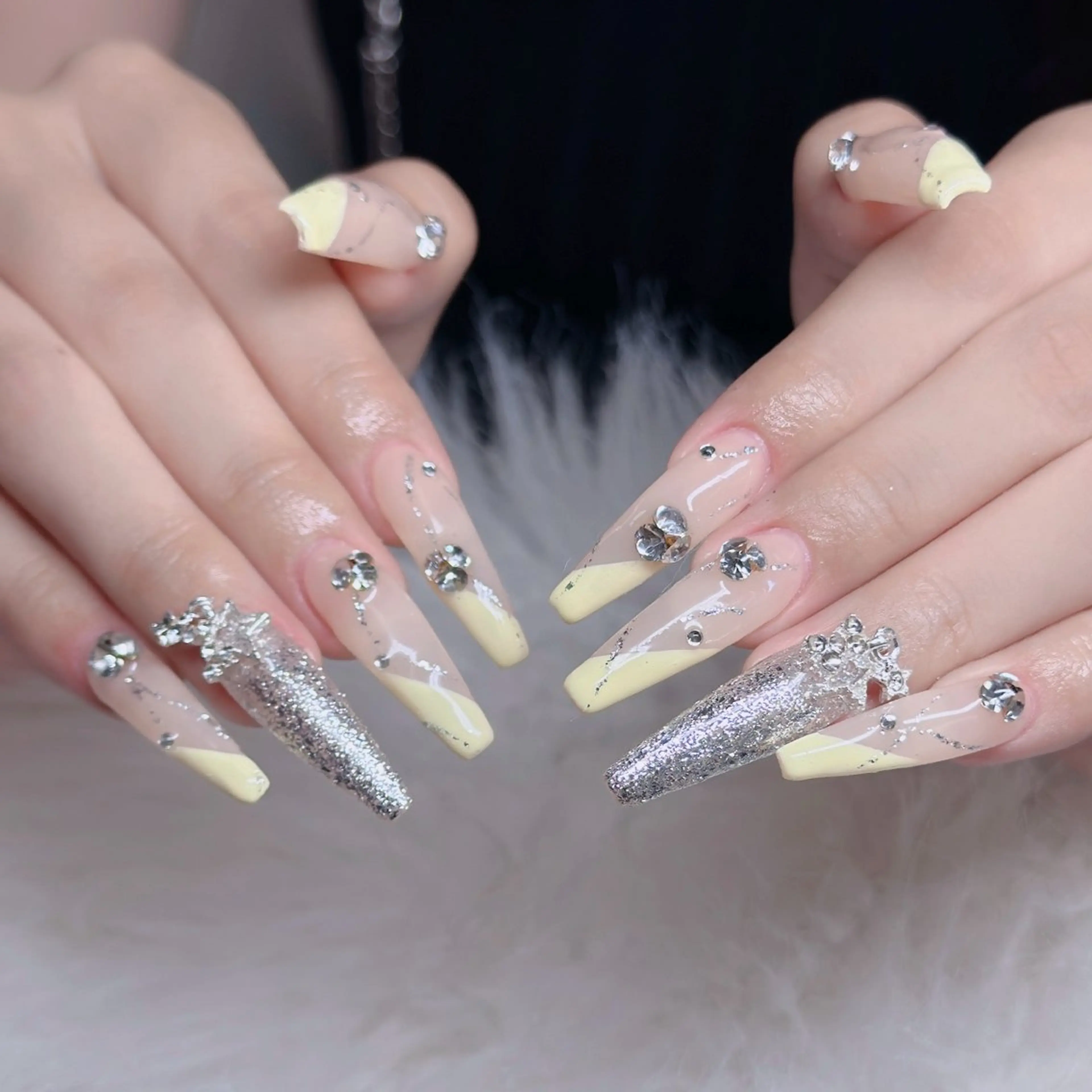 ネイル ロングネイル マグネットネイル リボン 夏ネイル スーパーロングネイル ハンドネイル Hani Nail XUKAのネイルデザイン