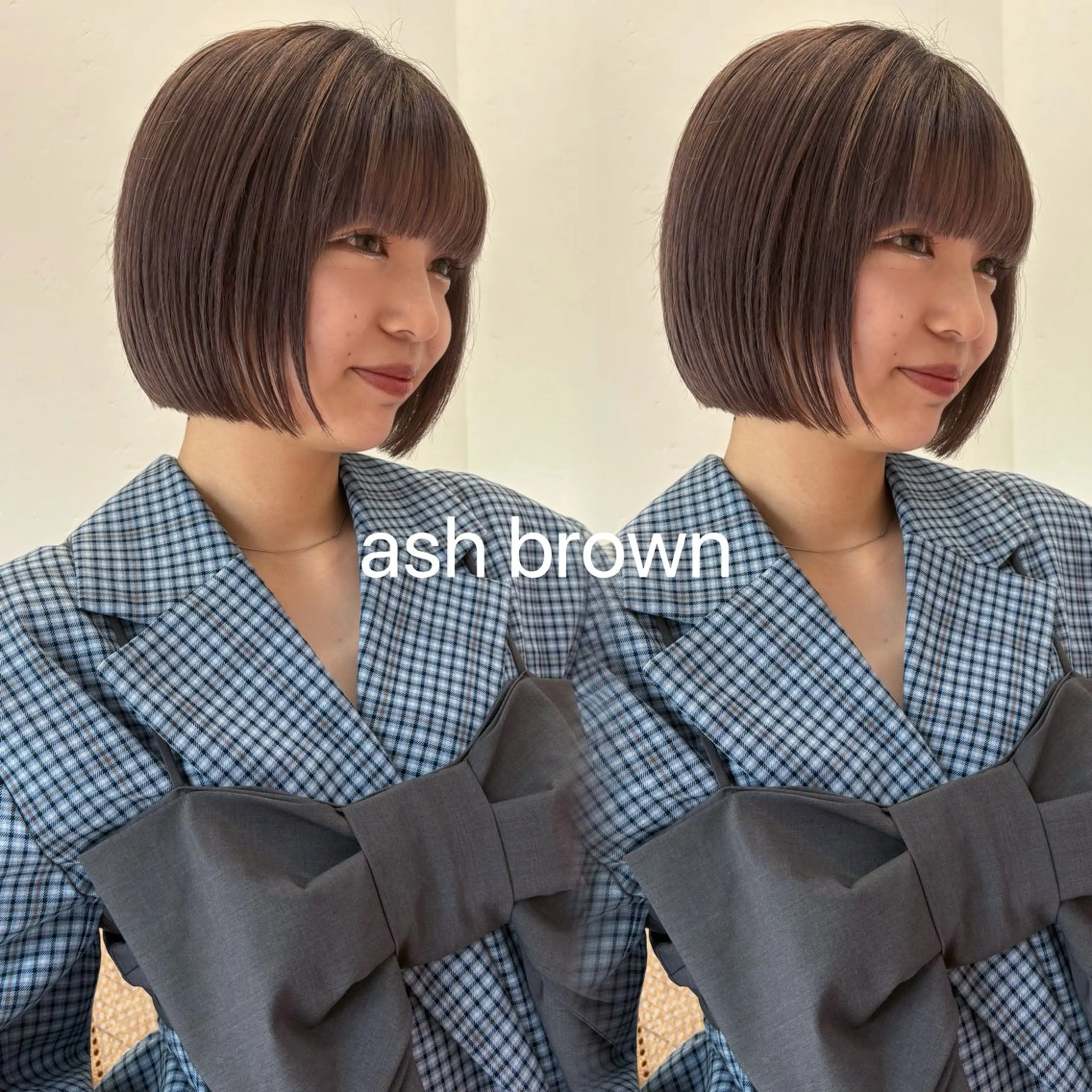 ショート カラー グレージュ ボブ カット ヘアカラー ひなた 艶カラー/渋谷のヘアスタイル