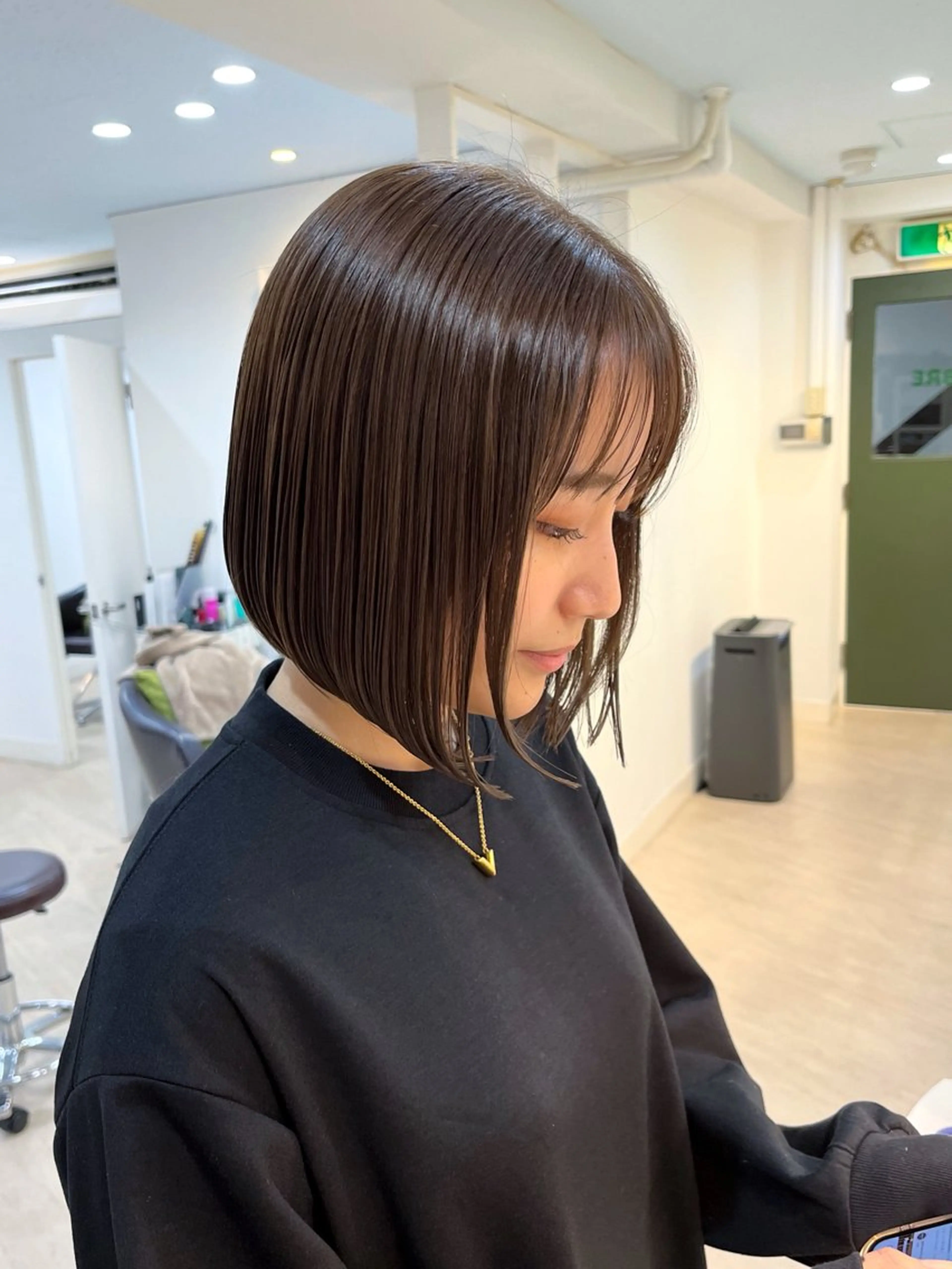 ミディアム カラー ボブ トリートメント 植松 茜のヘアスタイル