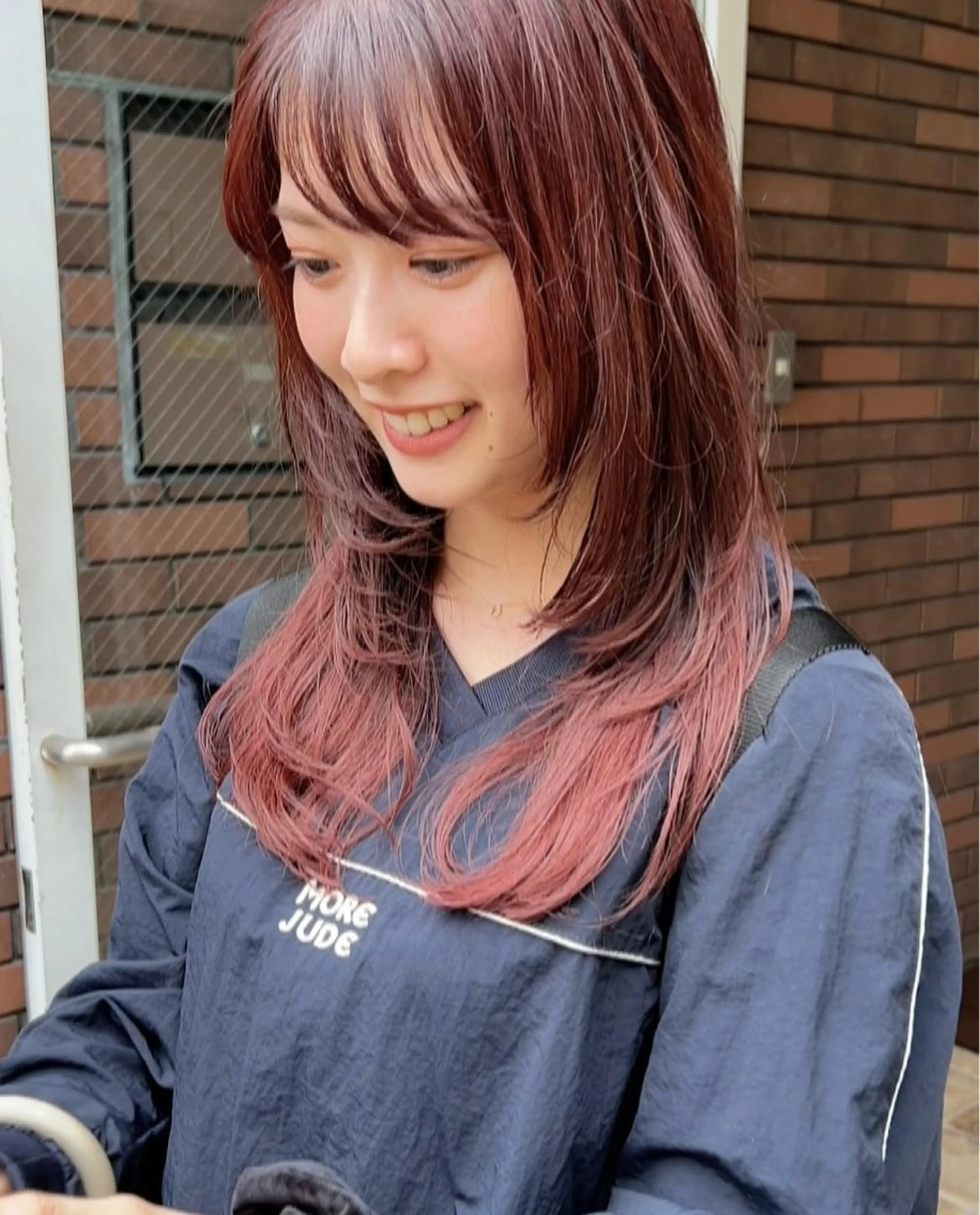 セミロング カラー セミロングパーマ バレイヤージュ 黒髪 ブリーチ ダブルカラー kii🧺福岡美容室 パーマ/ウルフのヘアスタイル