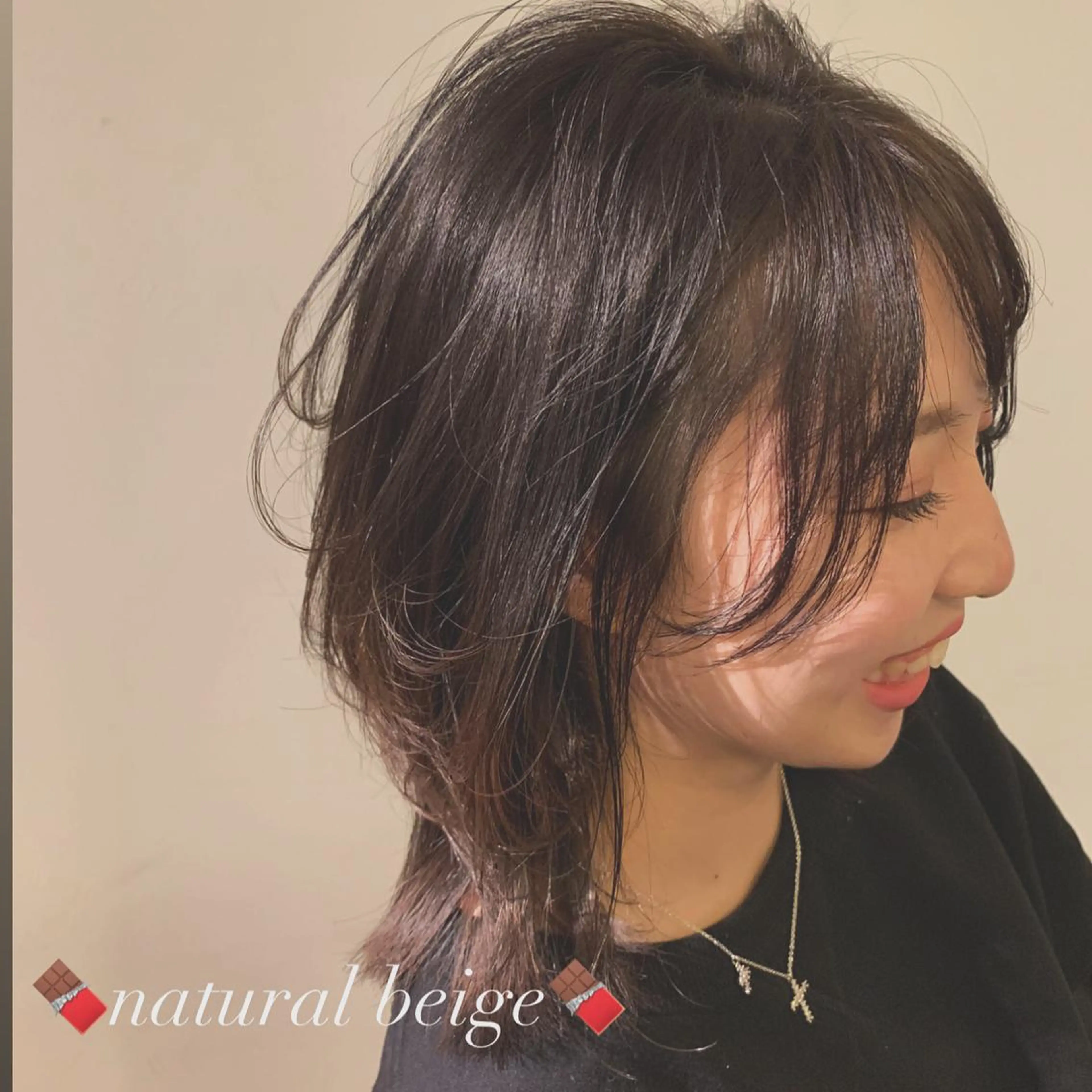 ミディアム ミディアムレイヤー レイヤーカット カット ヘアカラー トリートメント 園 冬稀のヘアスタイル