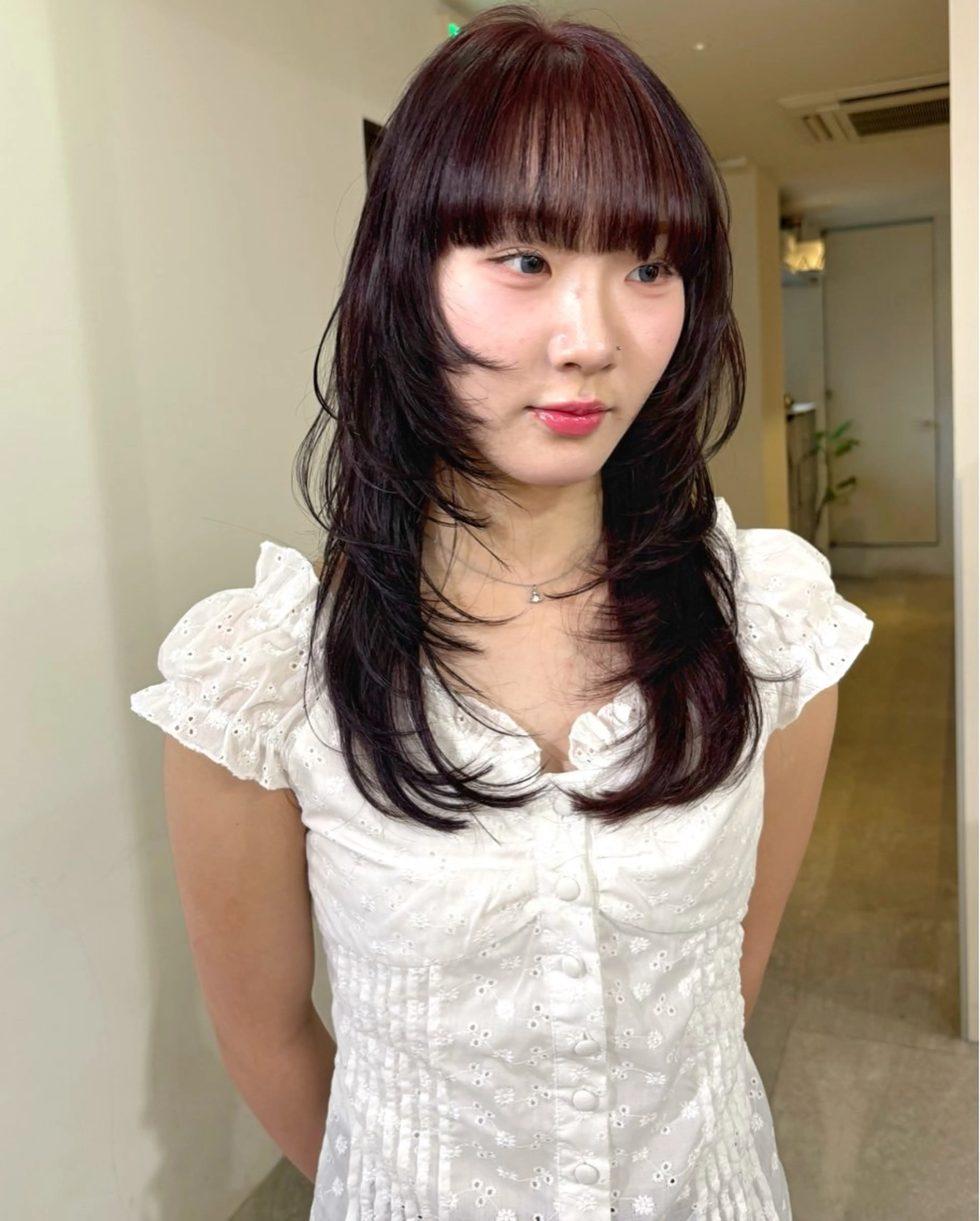 ロング カラー ブリーチ ブリーチなしカラー カット ヘアカラー mizuki/ピンク ベージュ.レイヤーのヘアスタイル