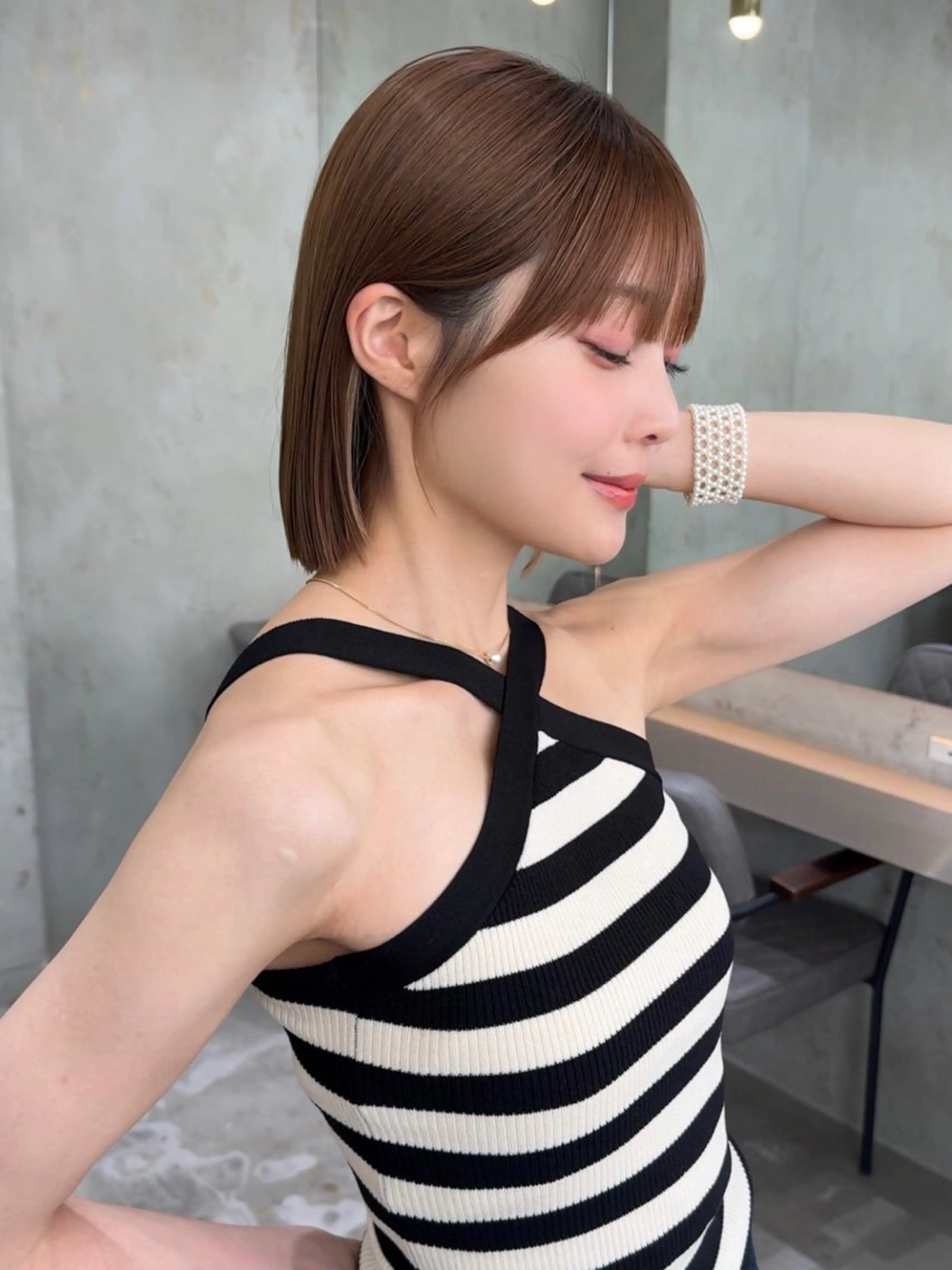 ショート カラー カット ヘアカラー トリートメント 莉乃/縮毛矯正/髪質 改善/艶カラーのヘアスタイル