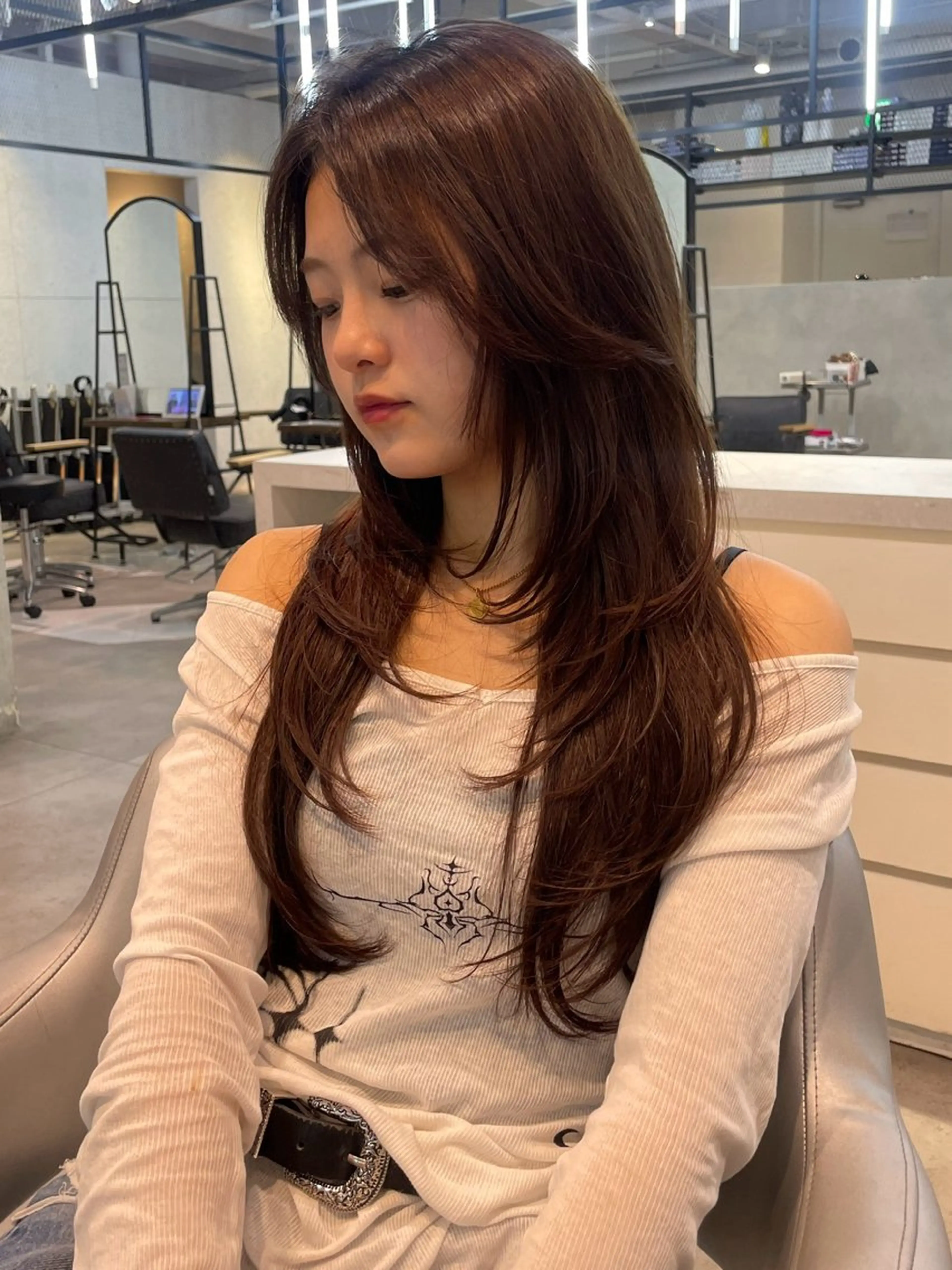 ロング カラー ヘアカラー 韓国ヘア/グレージュ kanako🤍🫧のヘアスタイル