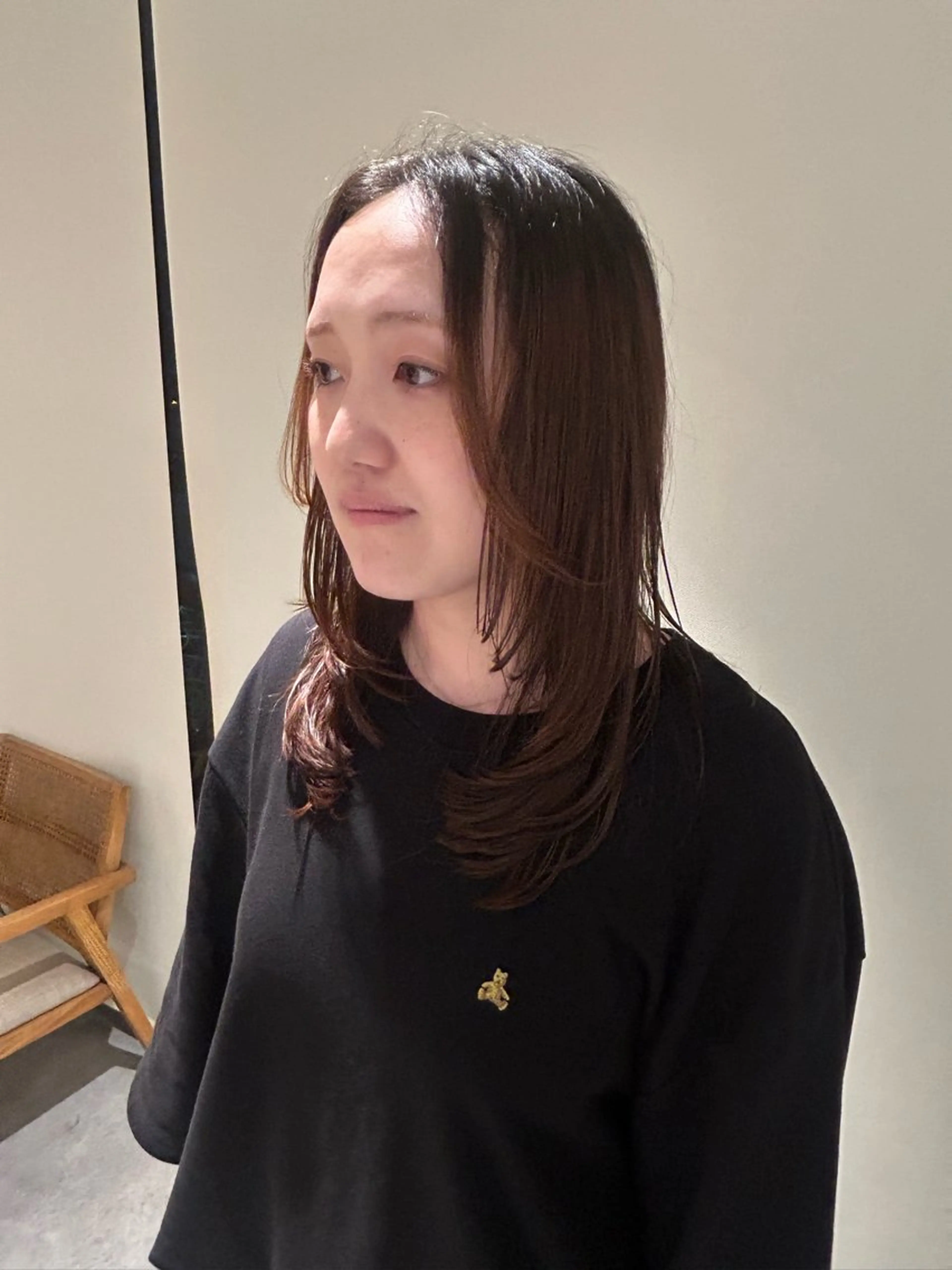 セミロング 顔周りカット レイヤーカット 長野 恵のヘアスタイル