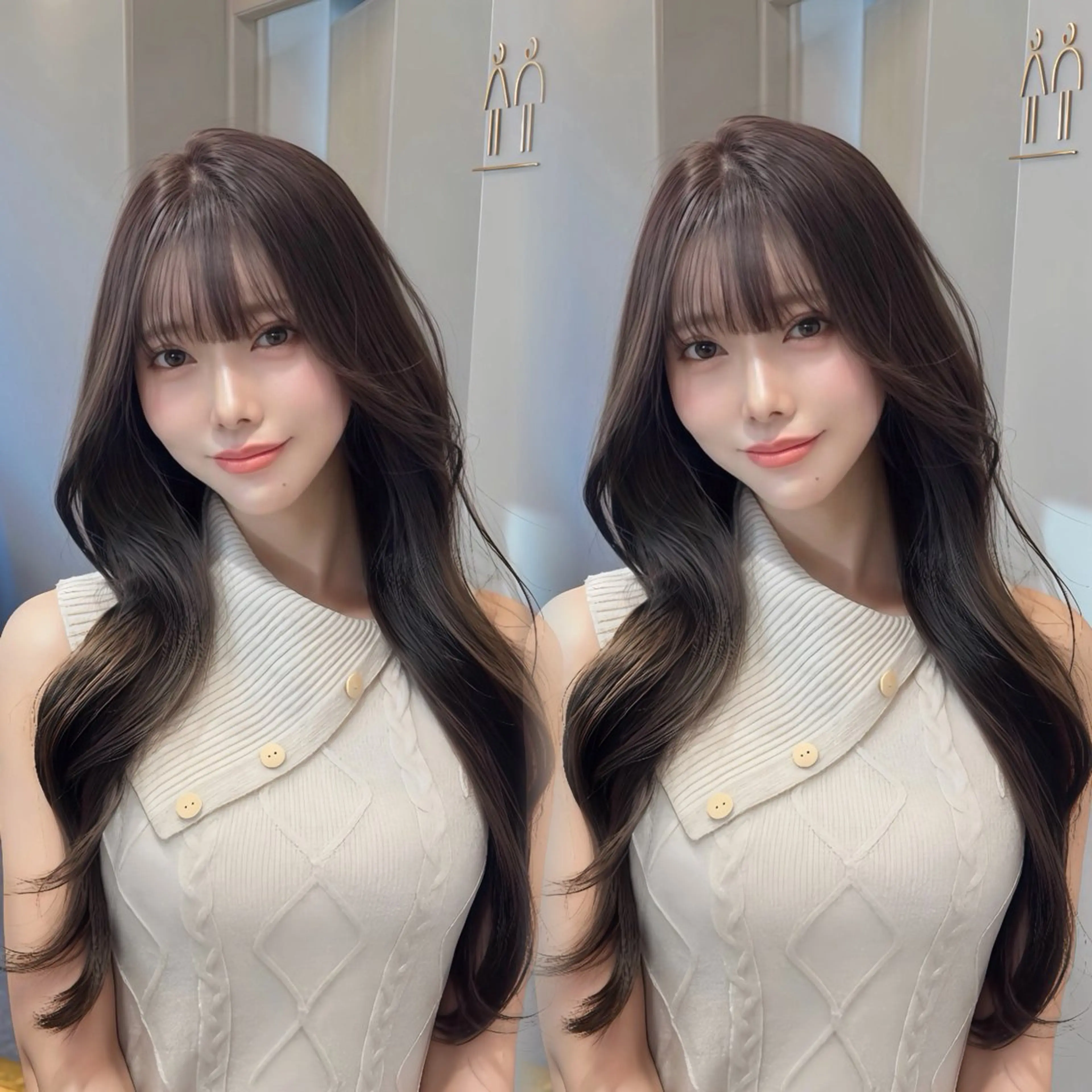 セミロング カラー カット ヘアカラー トリートメント 新宿/韓国風レイヤー 髪質改善/渋谷直樹のヘアスタイル