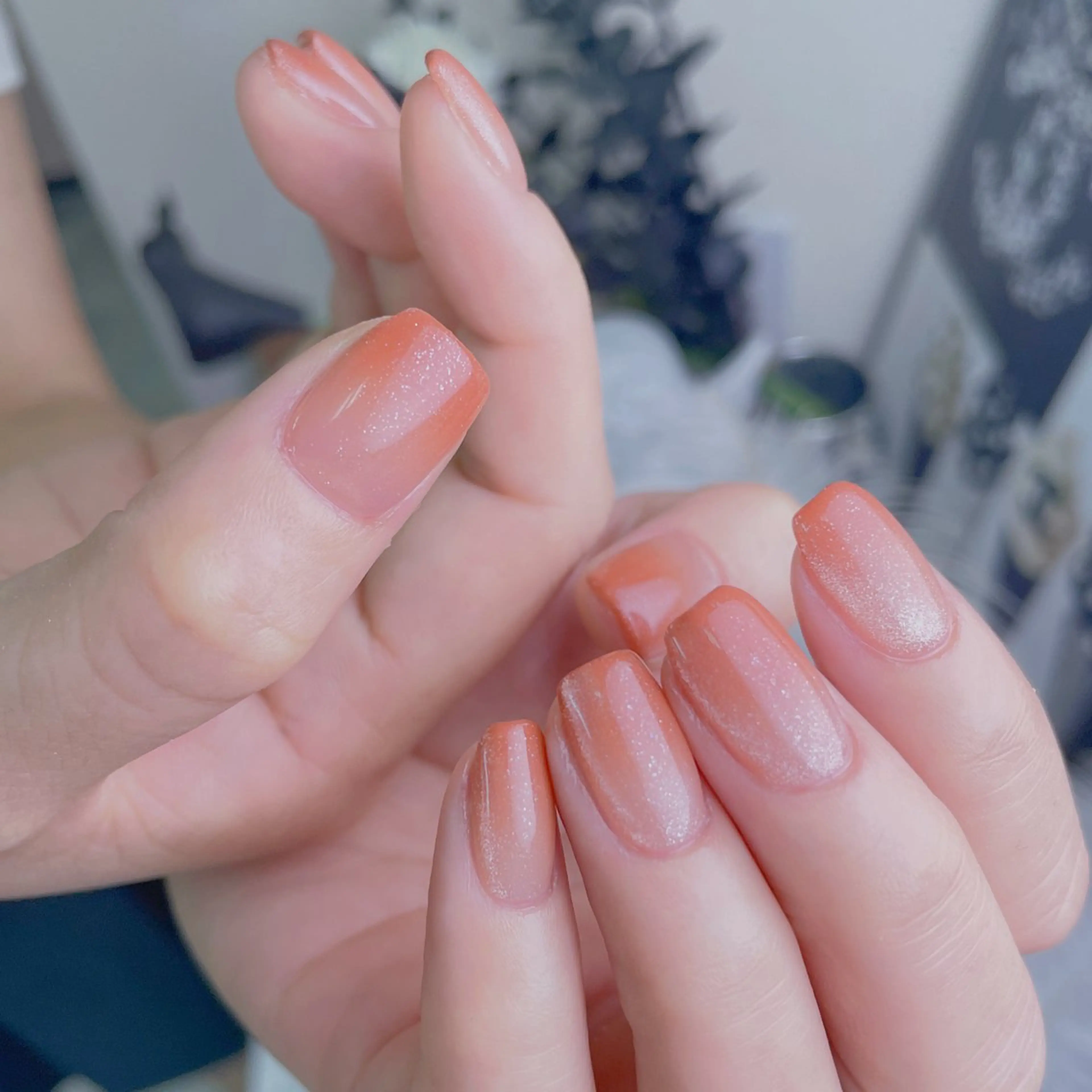 ネイル チークネイル クリアネイル ガーリー グラデーション キラキラネイル ハンドネイル NailPrincess所属・princess スカルプ専門店のネイルデザイン